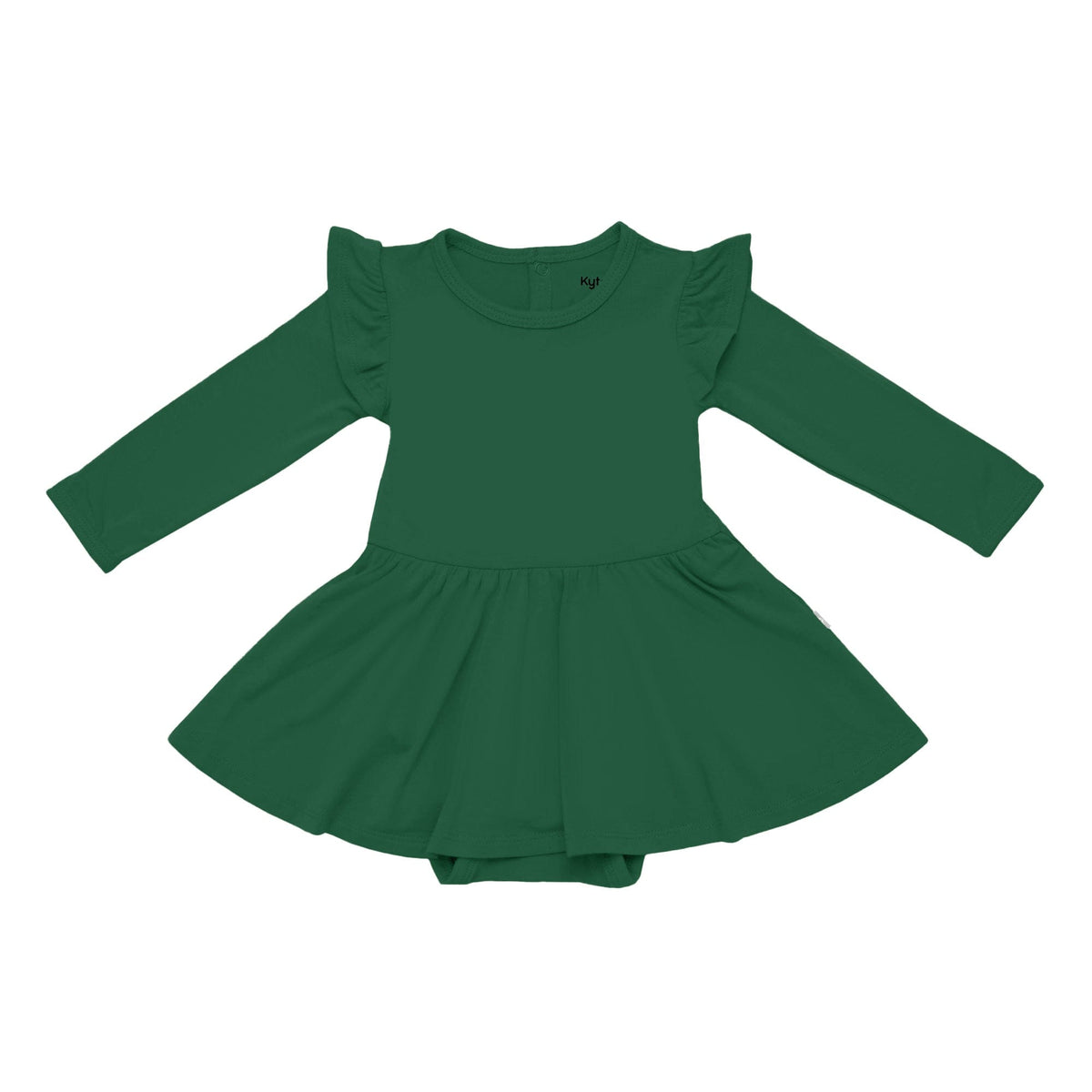 Kyte Baby LS Twirl Bodysuit Dress Long Sleeve Twirl Bodysuit Dress in Forest