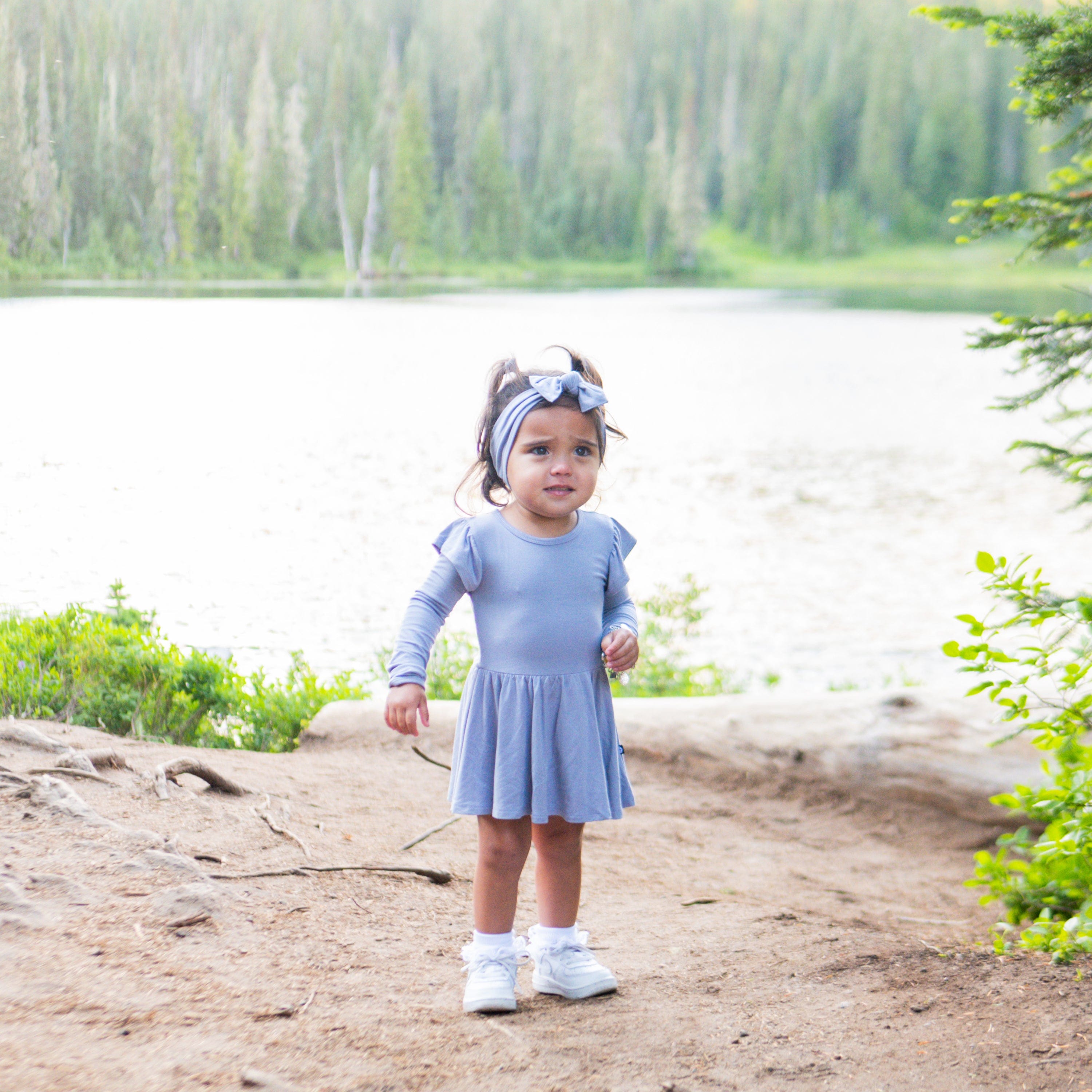 Kyte Baby LS Twirl Bodysuit Dress Long Sleeve Twirl Bodysuit Dress in Haze