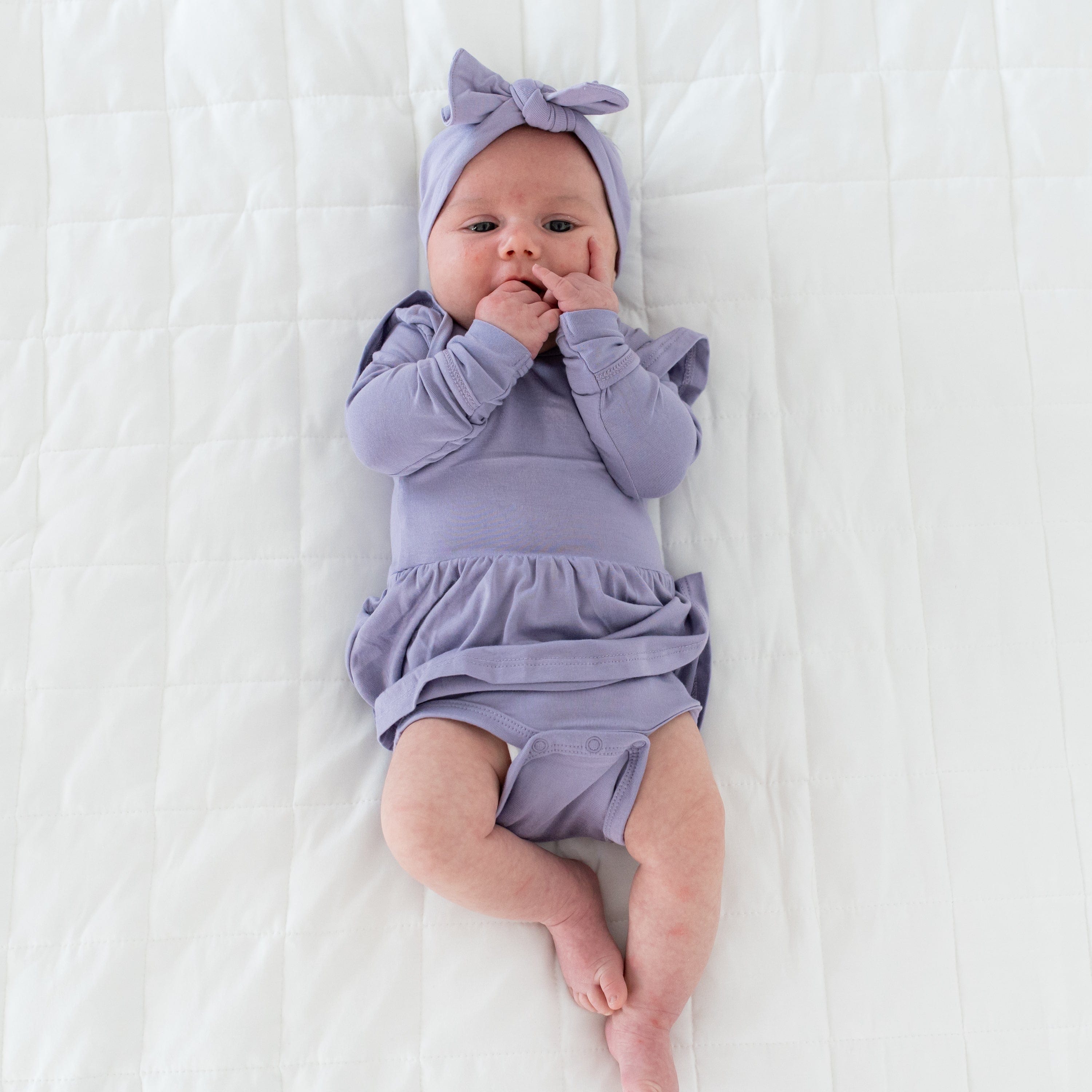 Kyte BABY LS Twirl Bodysuit Dress Long Sleeve Twirl Bodysuit Dress in Taro