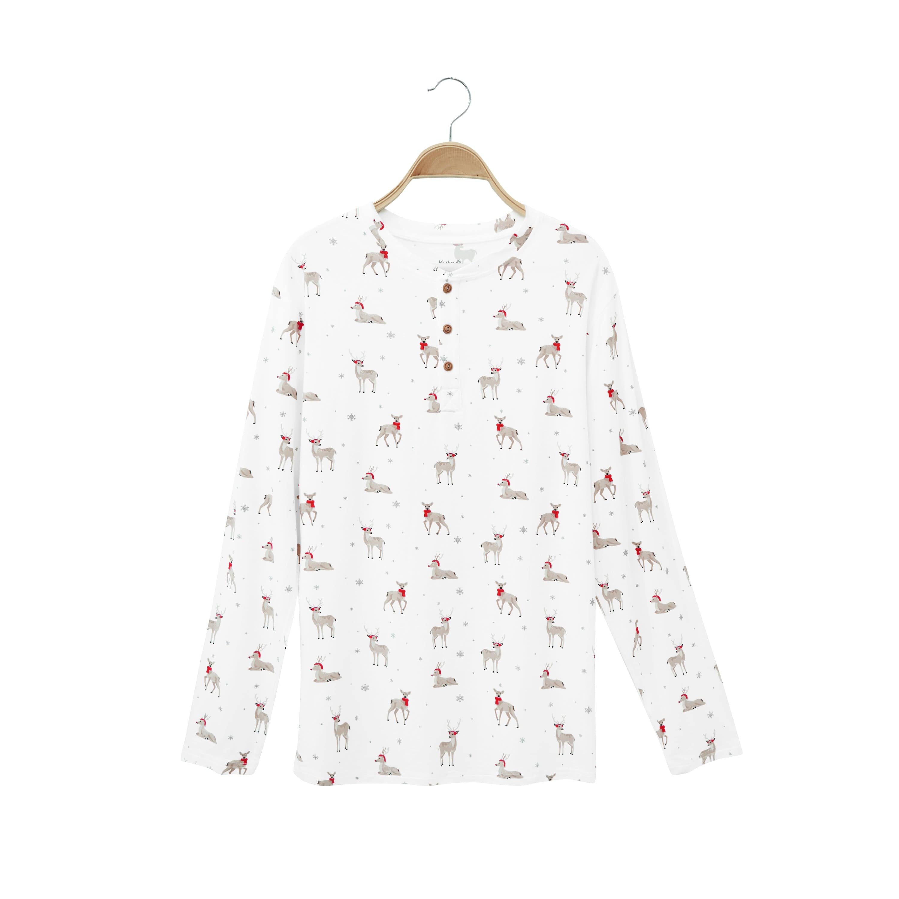 Kyte Baby Men's Long Sleeve Henley Top Men's Long Sleeve Henley Top in Cloud Deer