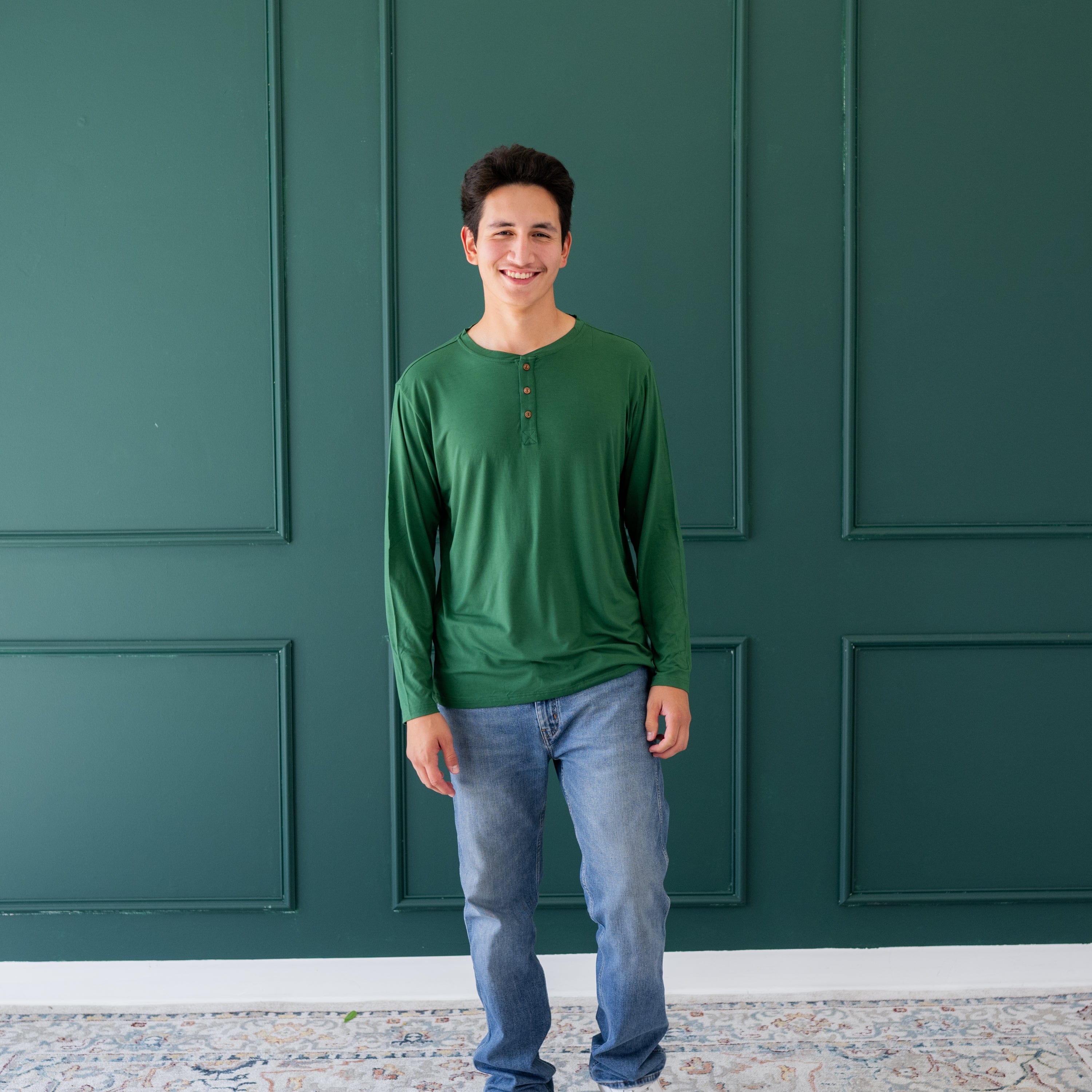 Kyte Baby Men's Long Sleeve Henley Top Men's Long Sleeve Henley Top in Forest