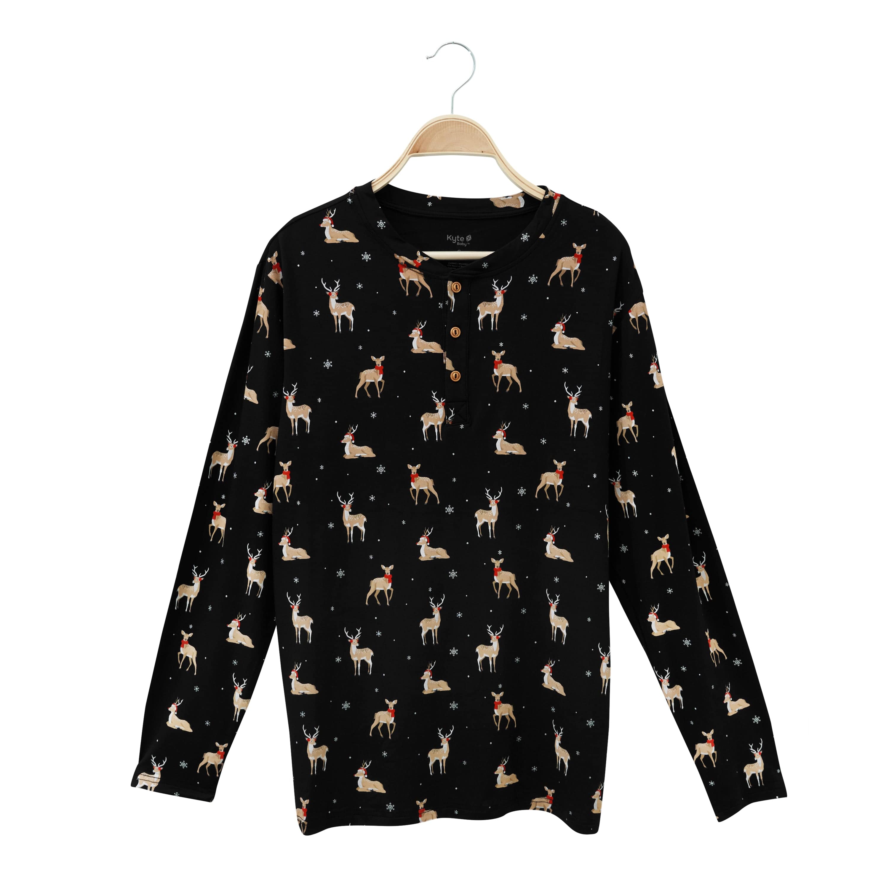 Kyte Baby Men's Long Sleeve Henley Top Men's Long Sleeve Henley Top in Midnight Deer