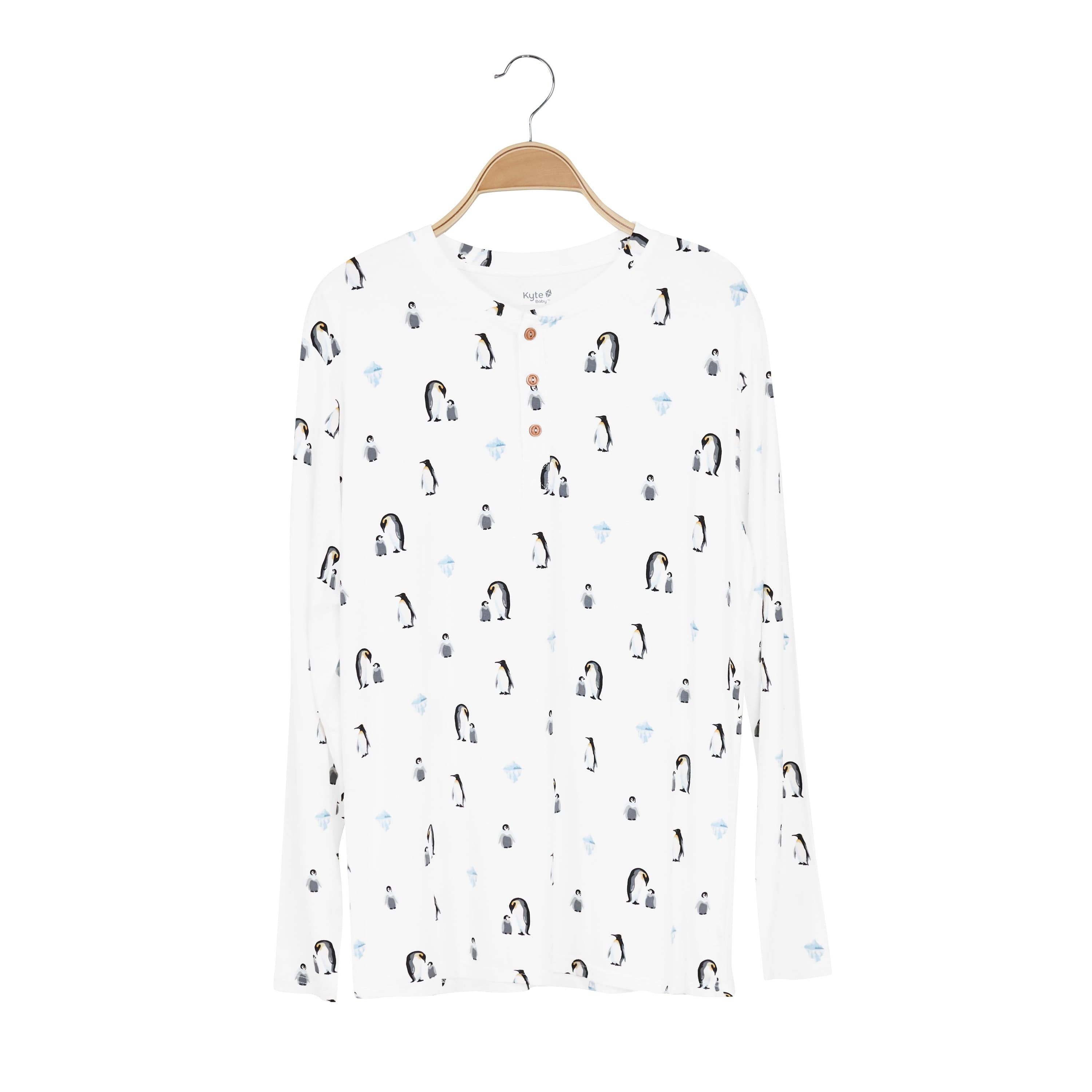 Kyte Baby Men's Long Sleeve Henley Top in Penguin