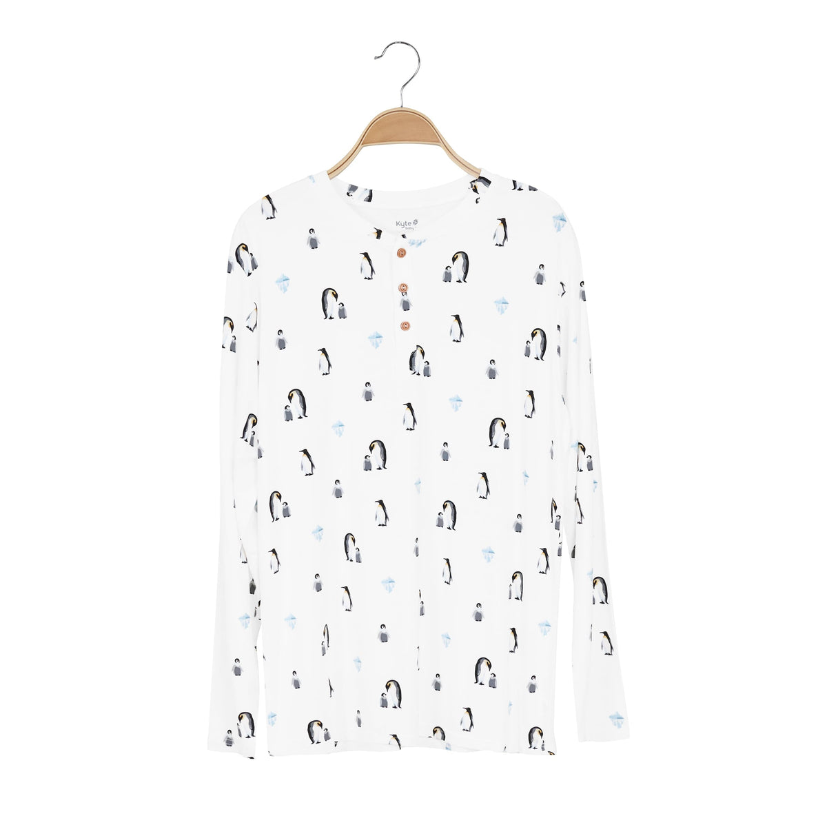 Kyte Baby Men's Long Sleeve Henley Top in Penguin