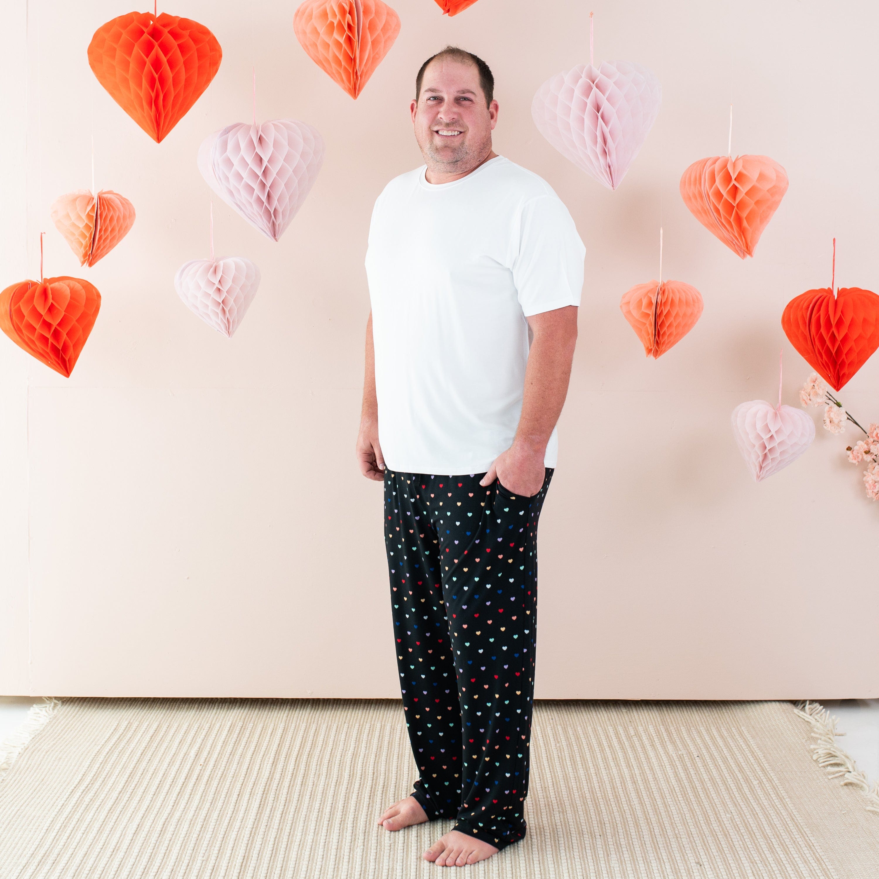 Kyte Baby Men's Lounge Pants Men's Lounge Pants in Midnight Rainbow Heart