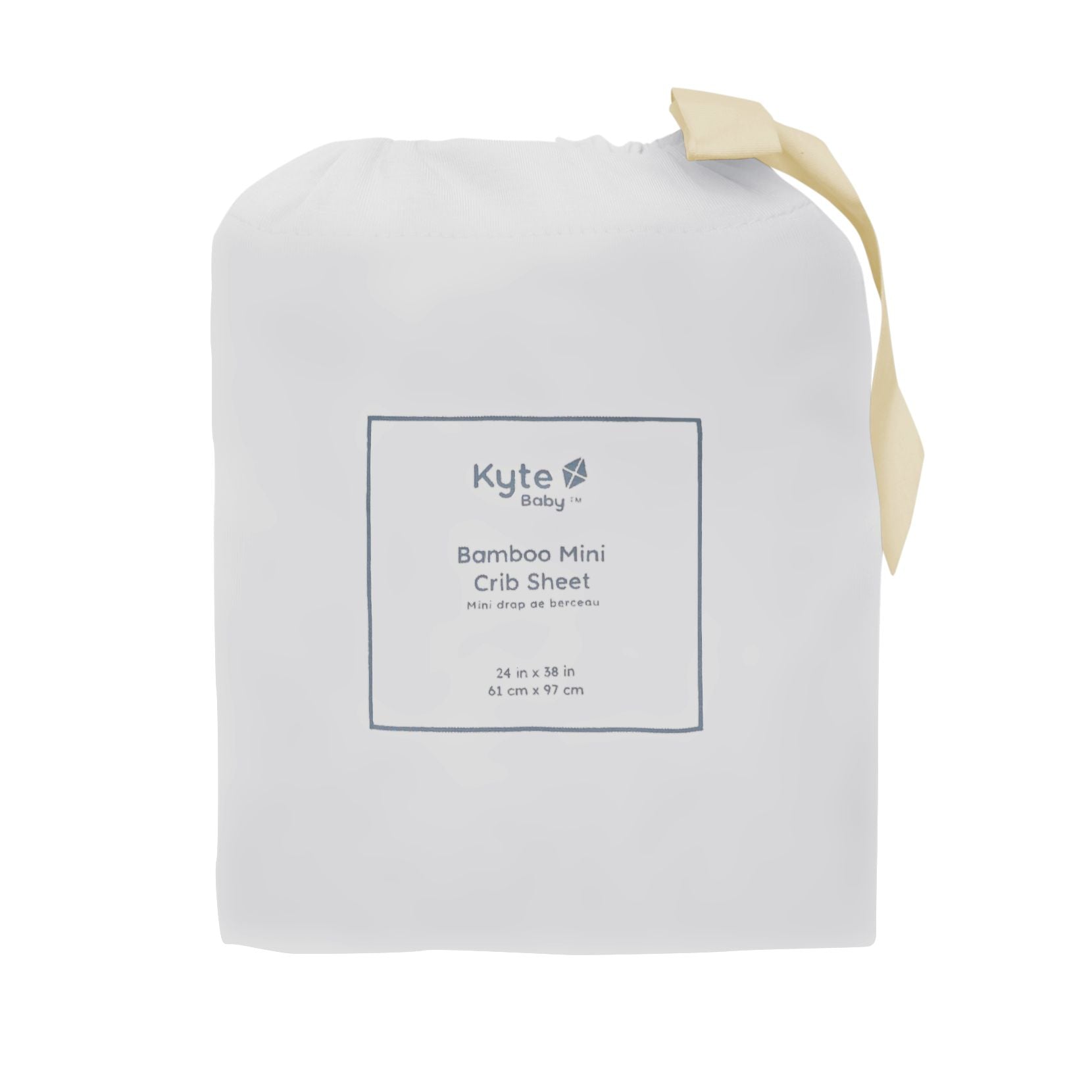 Storm Gray Kyte Baby Bamboo Mini Crib sheet in bag
