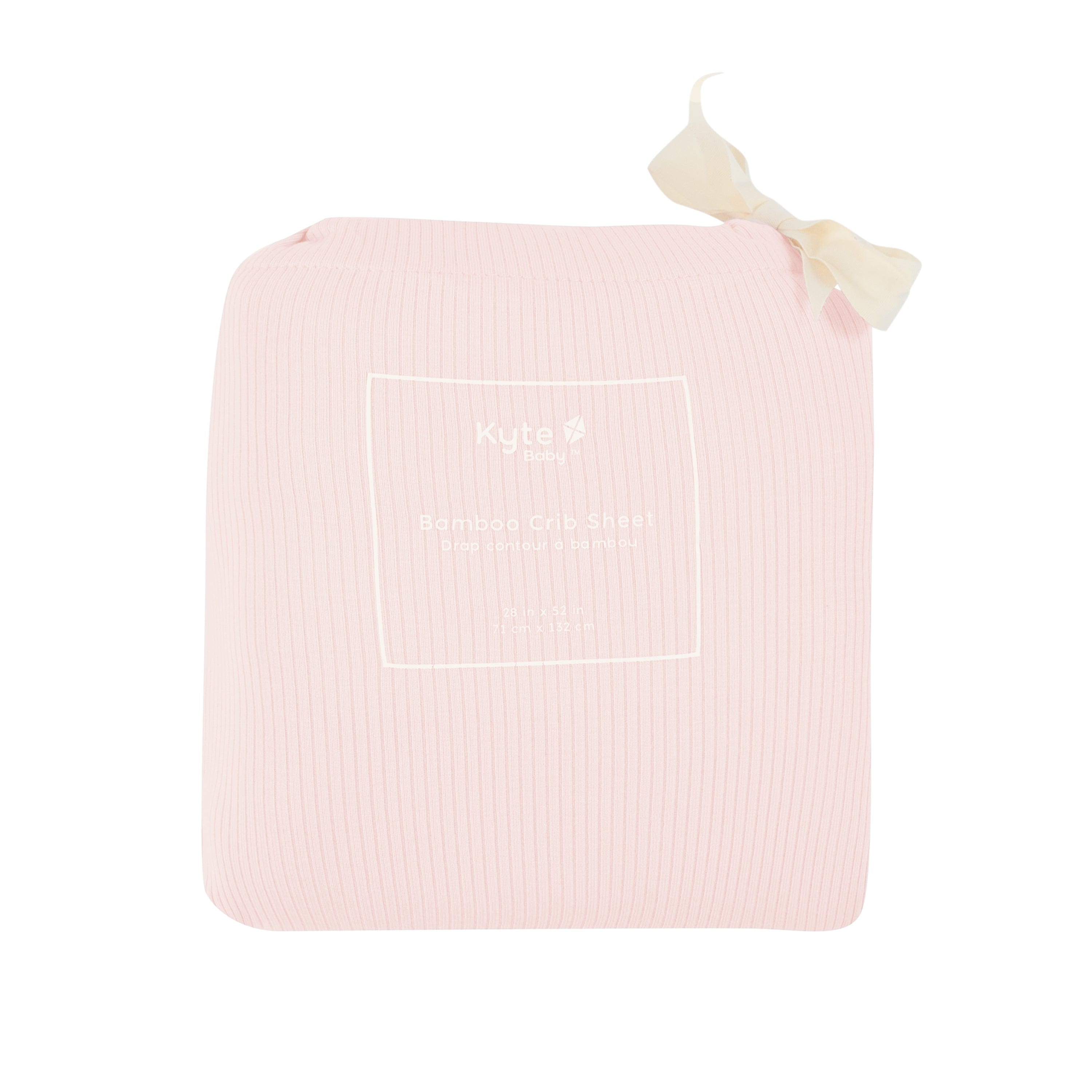 Blush Pink Kyte Baby standard Ribbed Crib Sheet in bag