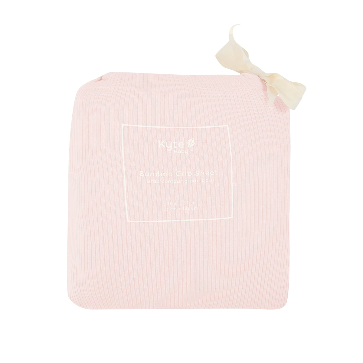 Blush Pink Kyte Baby standard Ribbed Crib Sheet in bag