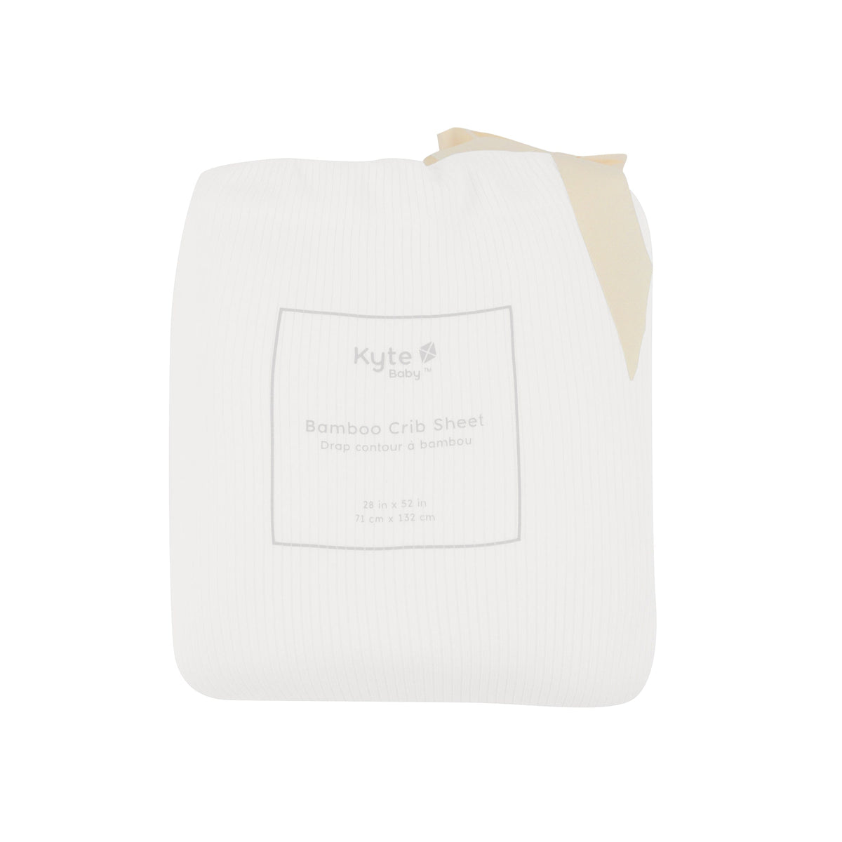 Kyte Baby standard Ribbed Crib Sheet in bag in Cloud White