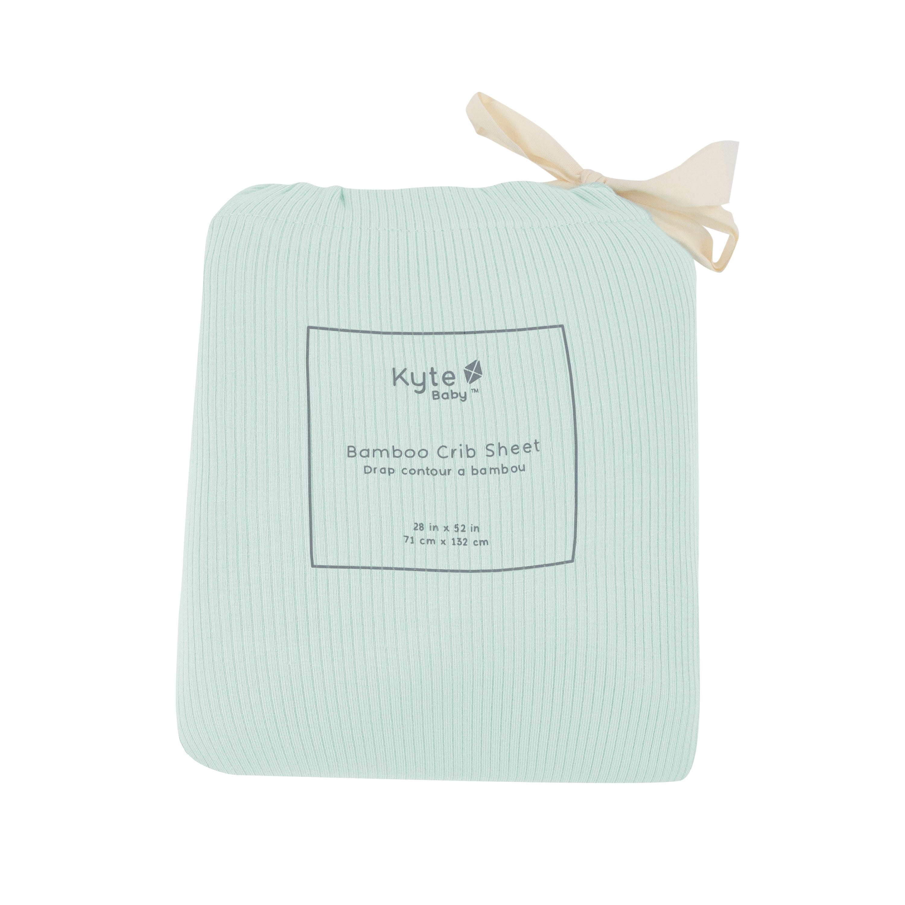 Sage Green Kyte Baby standard Ribbed Crib Sheet in bag