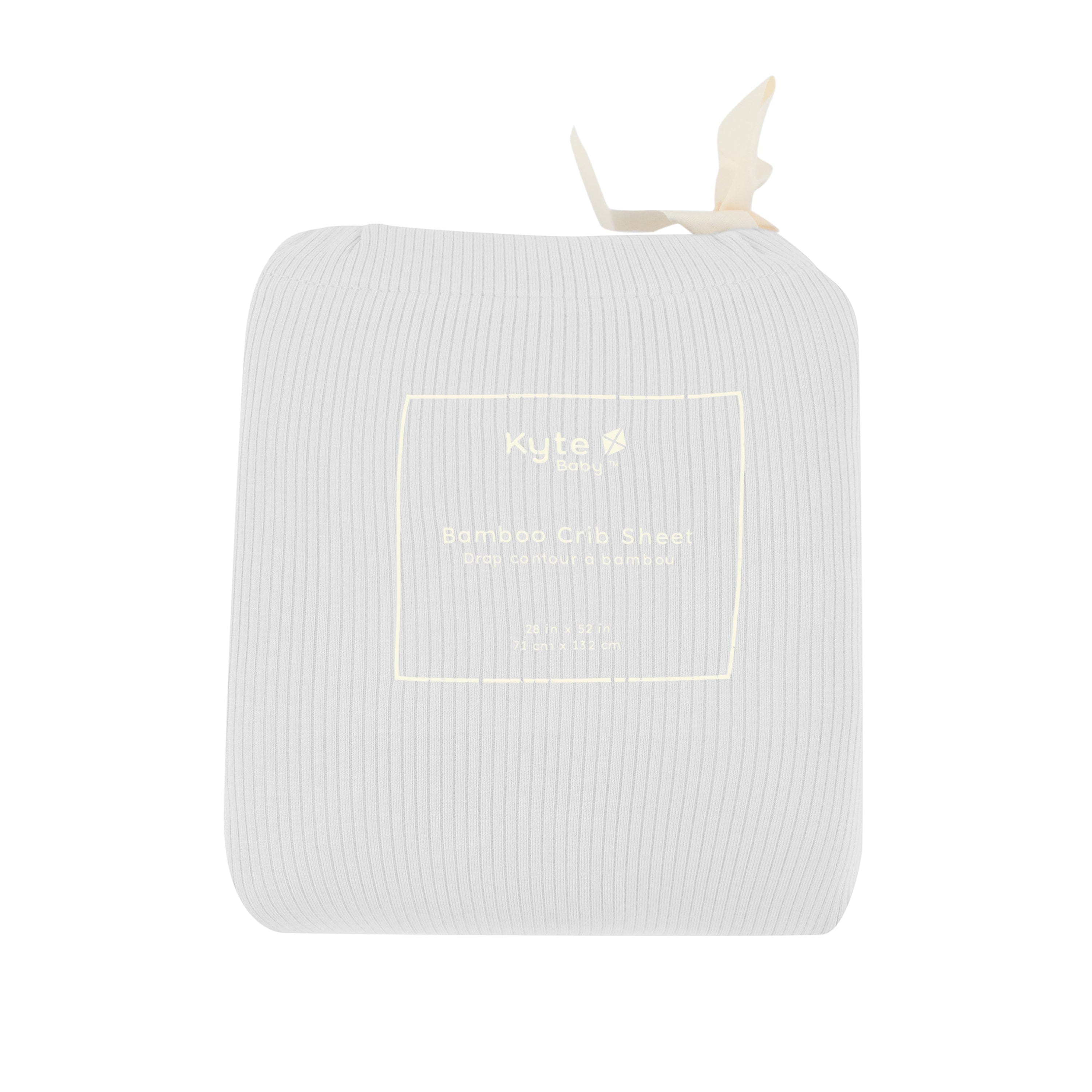 Storm gray Kyte Baby standard Ribbed Crib Sheet in bag