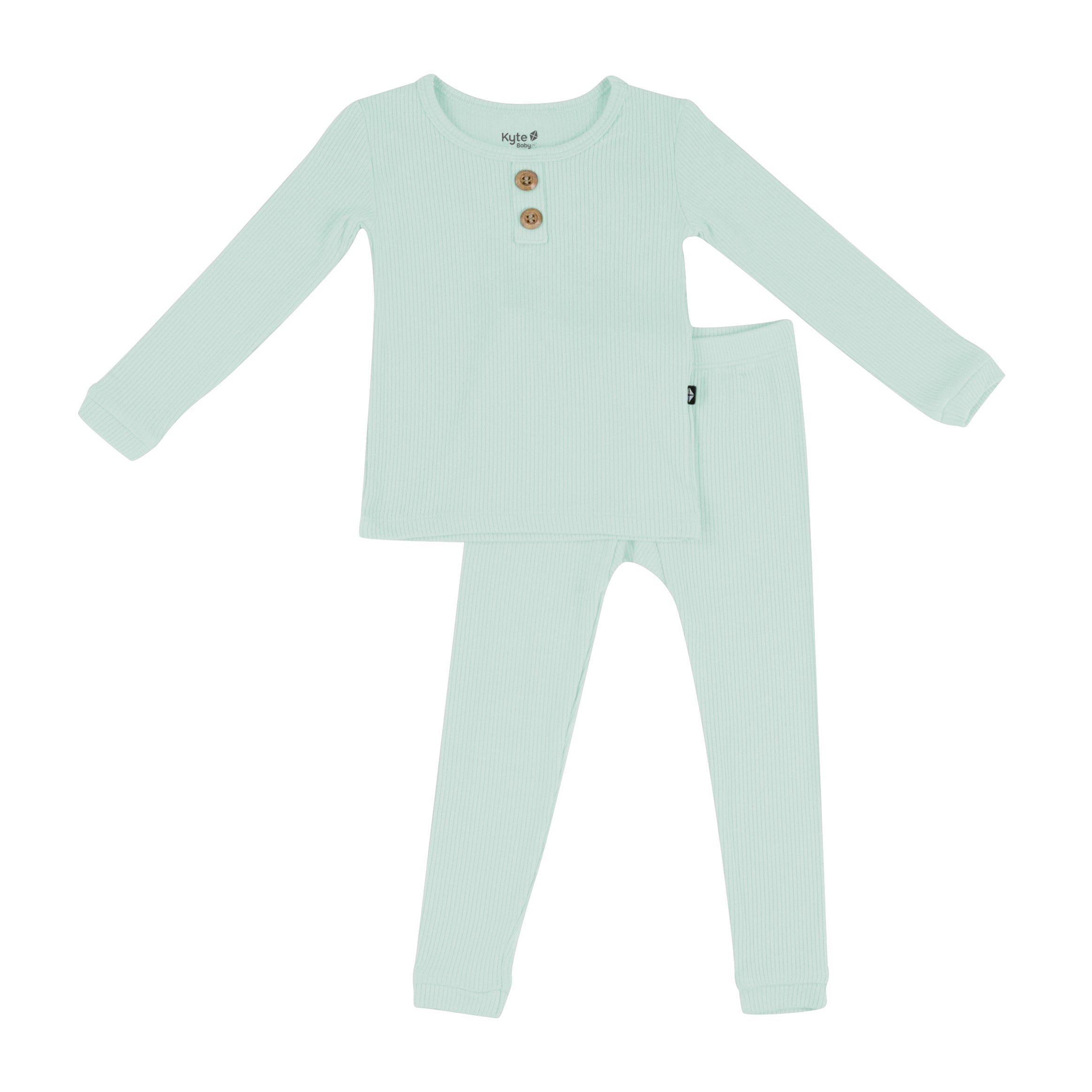 Kyte Baby Ribbed Henley Set in Sage