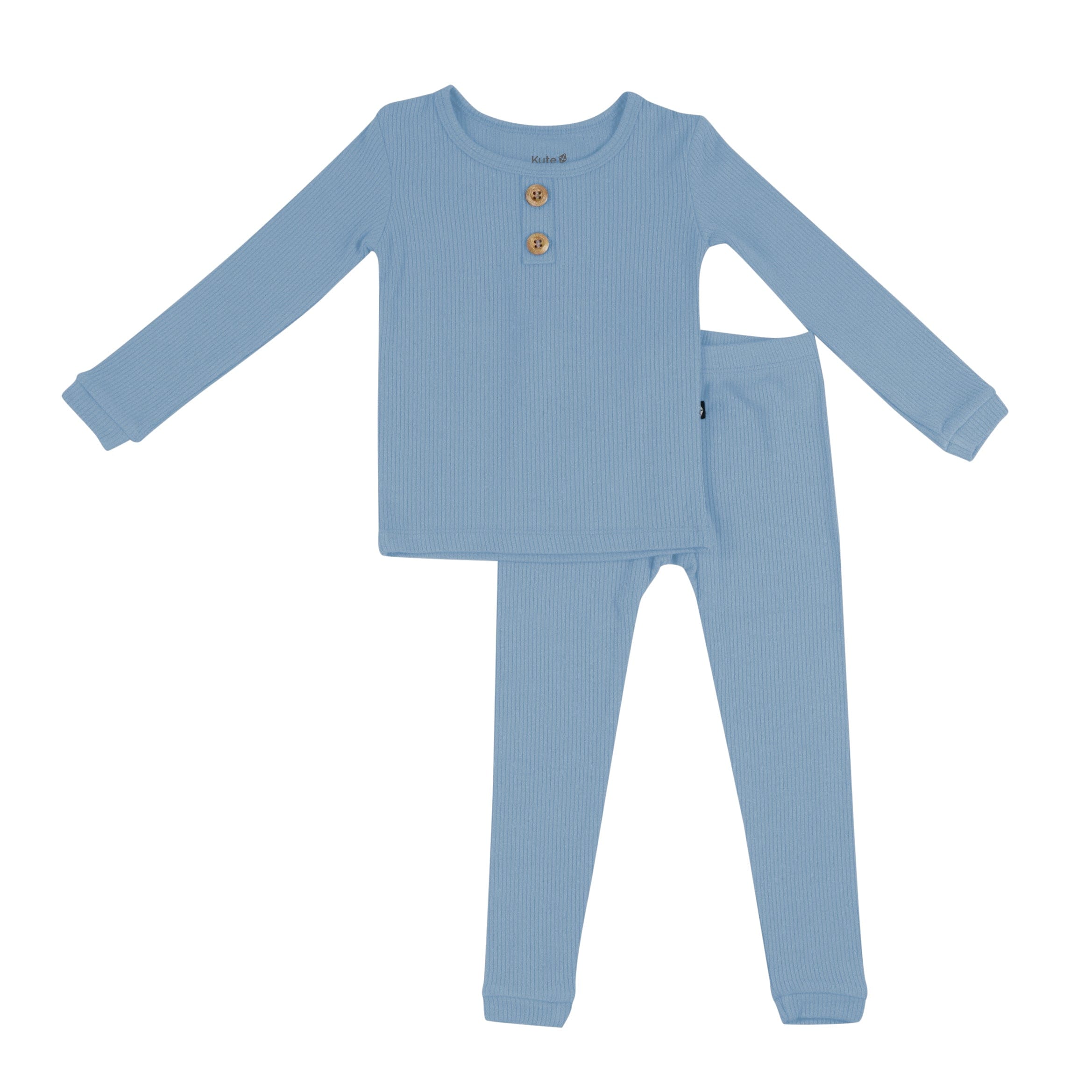 Kyte Baby Ribbed Henley Set in Slate