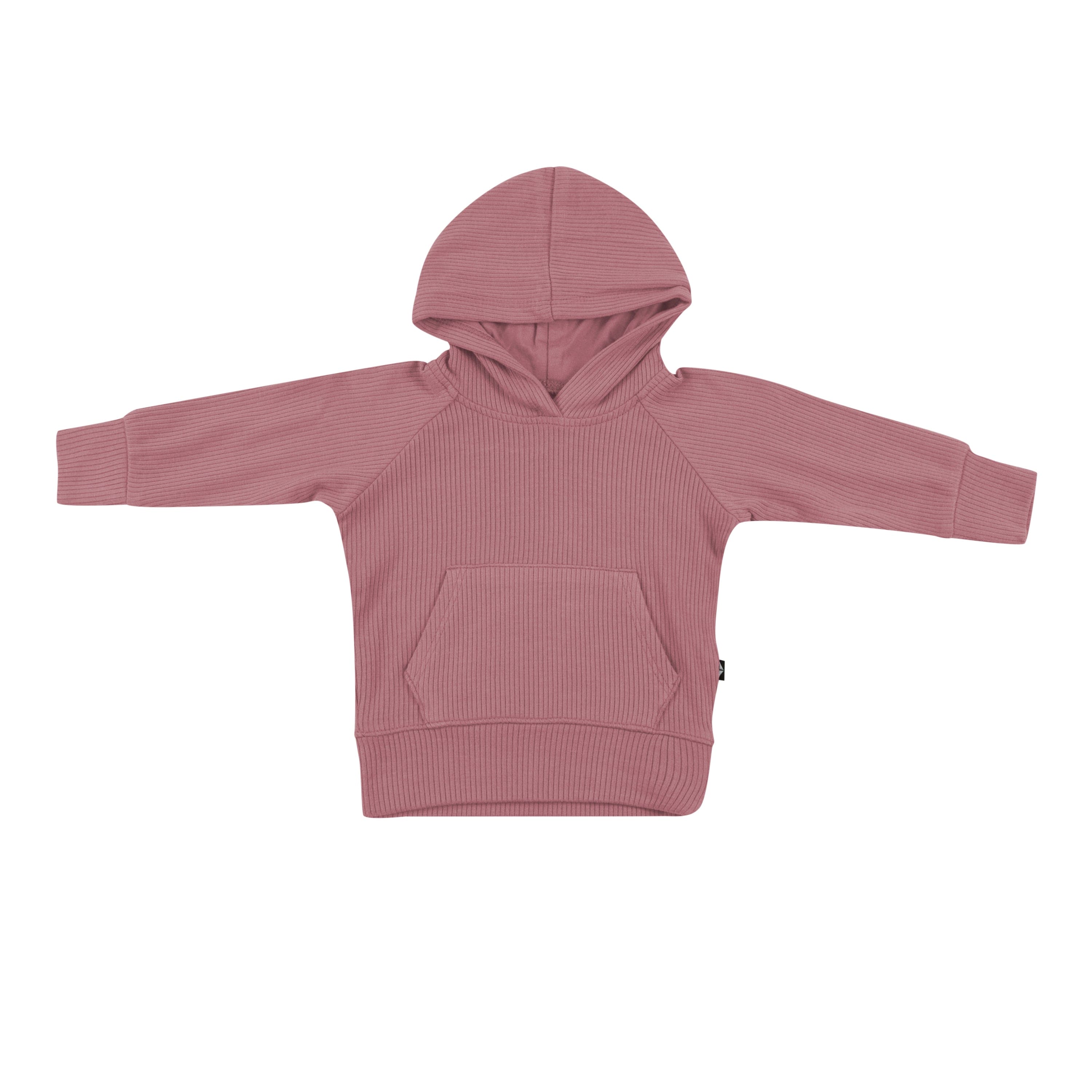 Kyte Baby Ribbed Hoodie in Dusty Rose