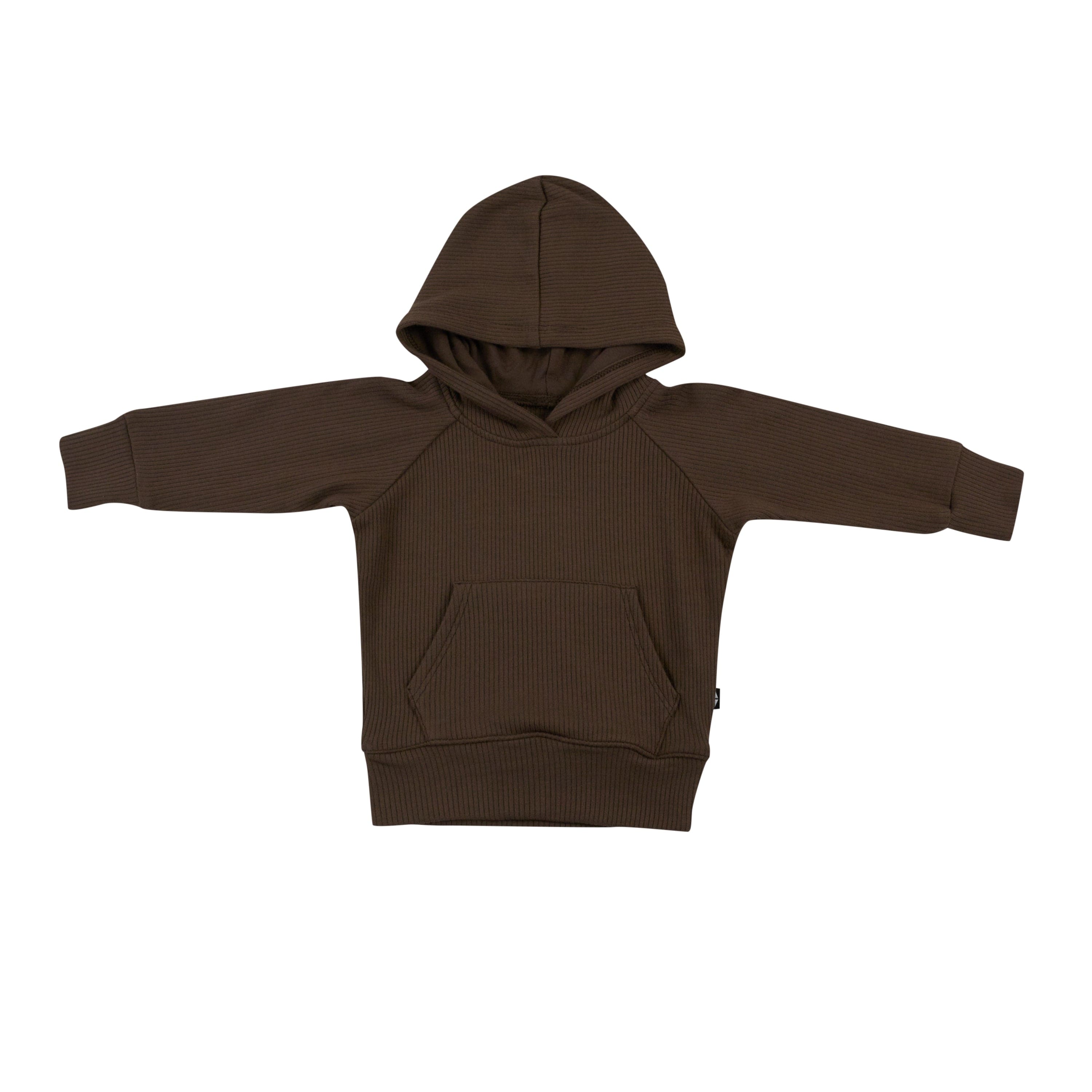 Kyte Baby Ribbed Hoodie Ribbed Hoodie in Espresso