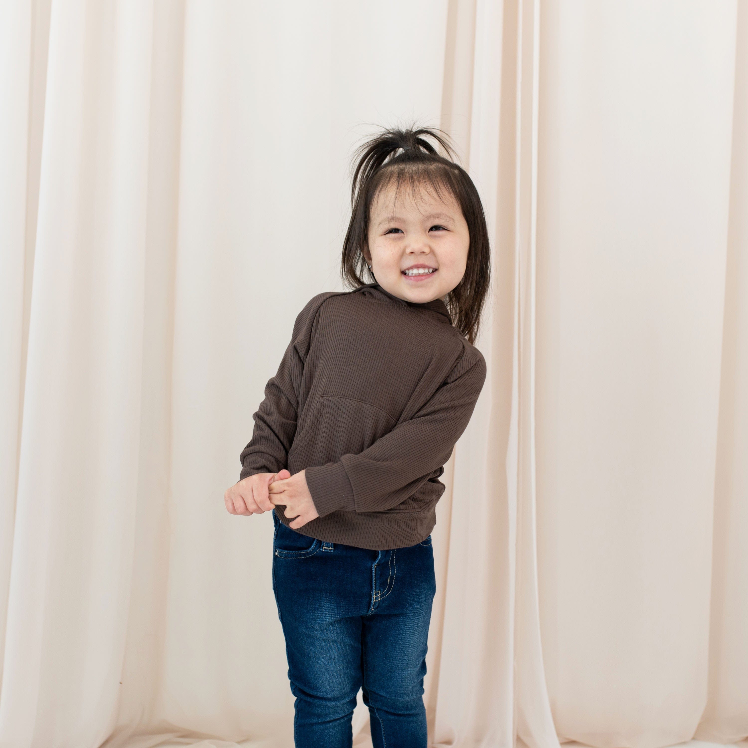 Kyte Baby Ribbed Hoodie Ribbed Hoodie in Espresso