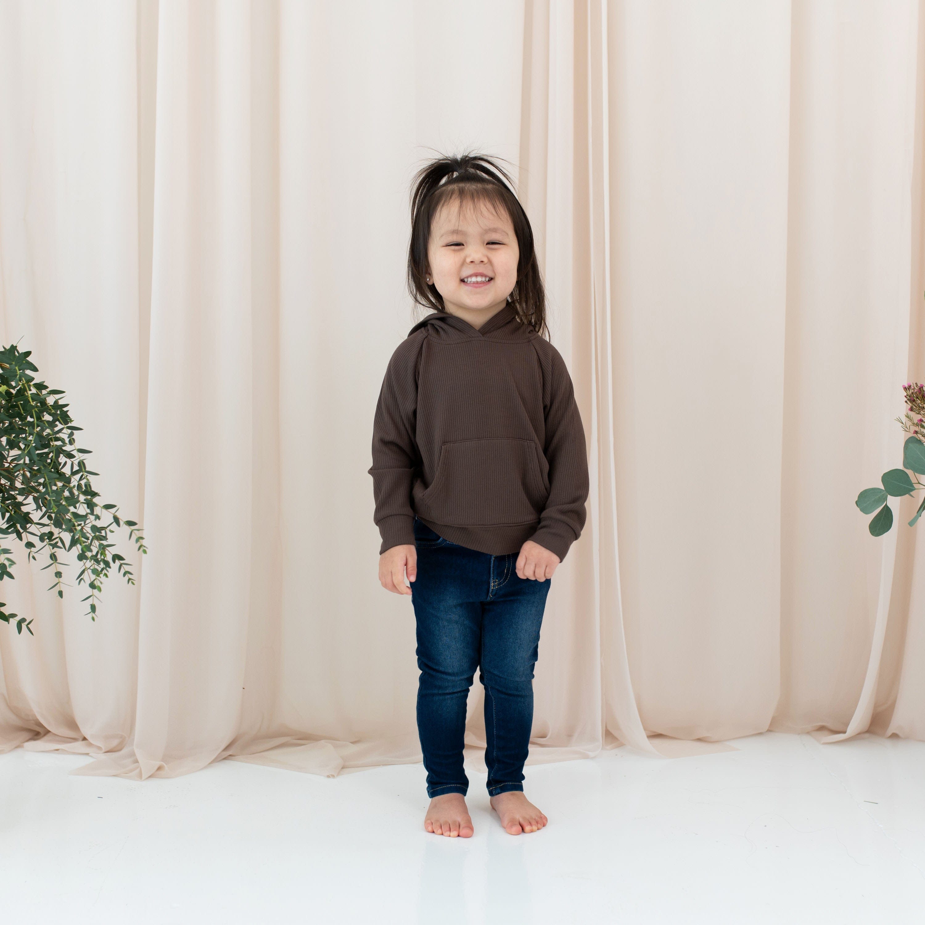 Kyte Baby Ribbed Hoodie Ribbed Hoodie in Espresso