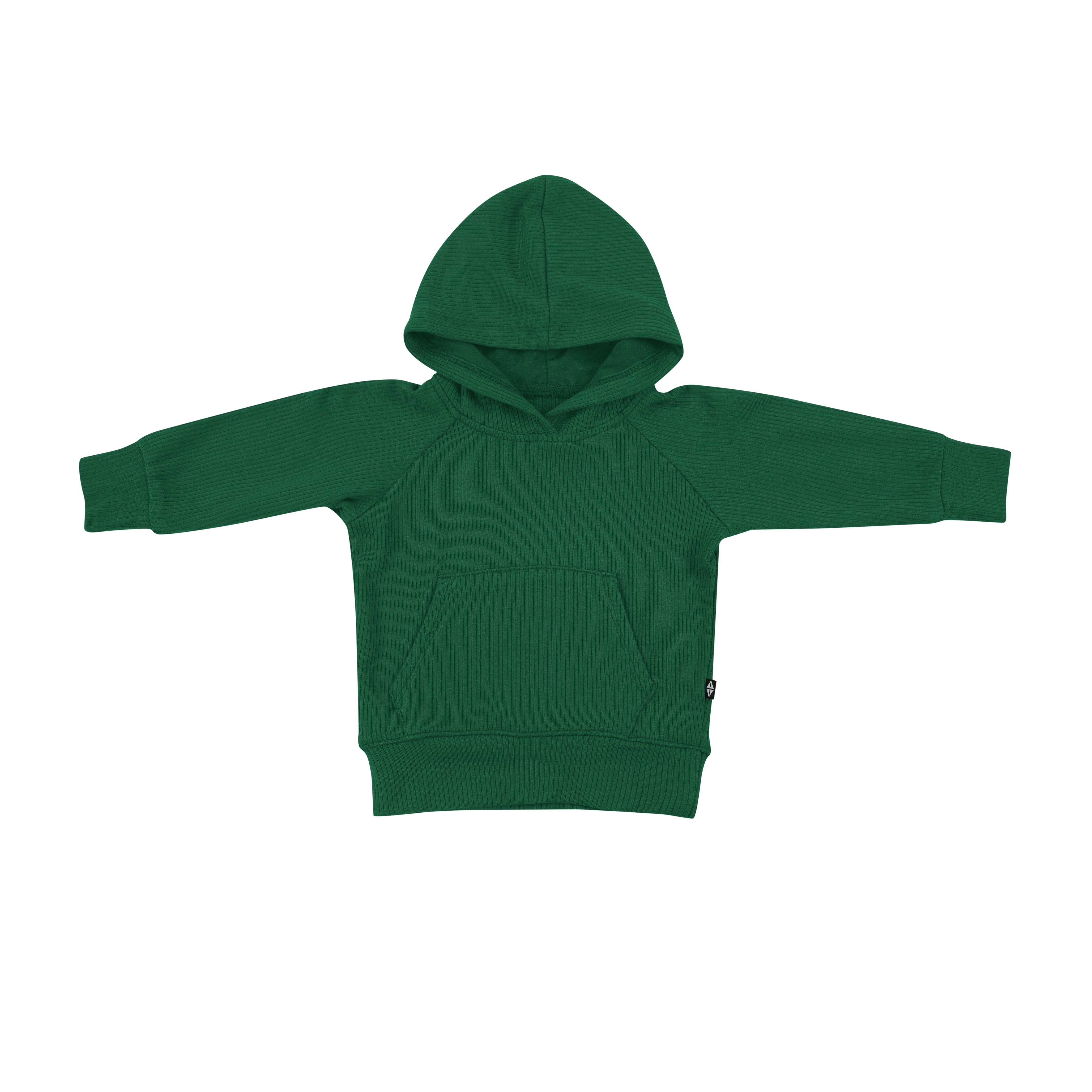 Kyte Baby Ribbed Hoodie Ribbed Hoodie in Forest