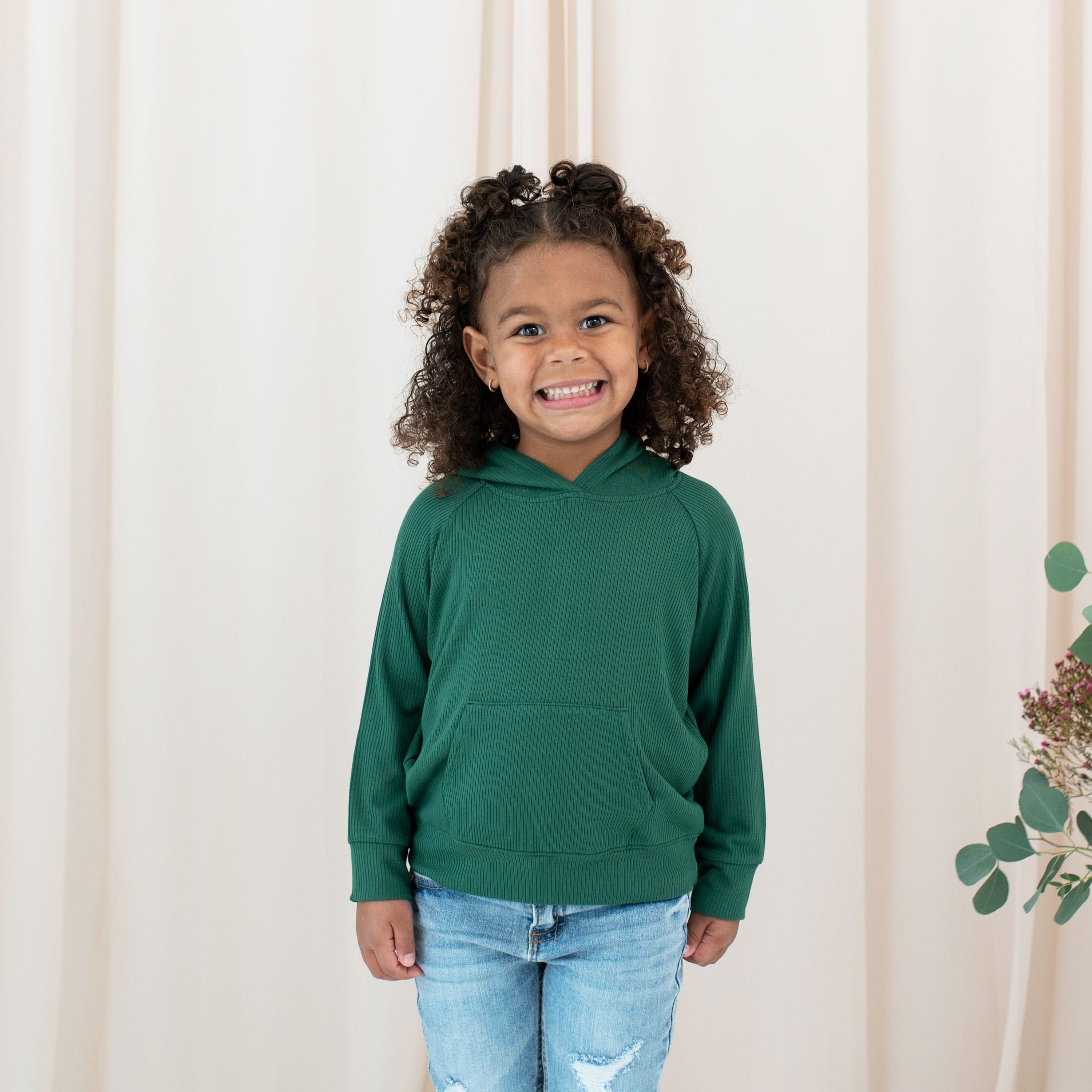 Kyte Baby Ribbed Hoodie Ribbed Hoodie in Forest