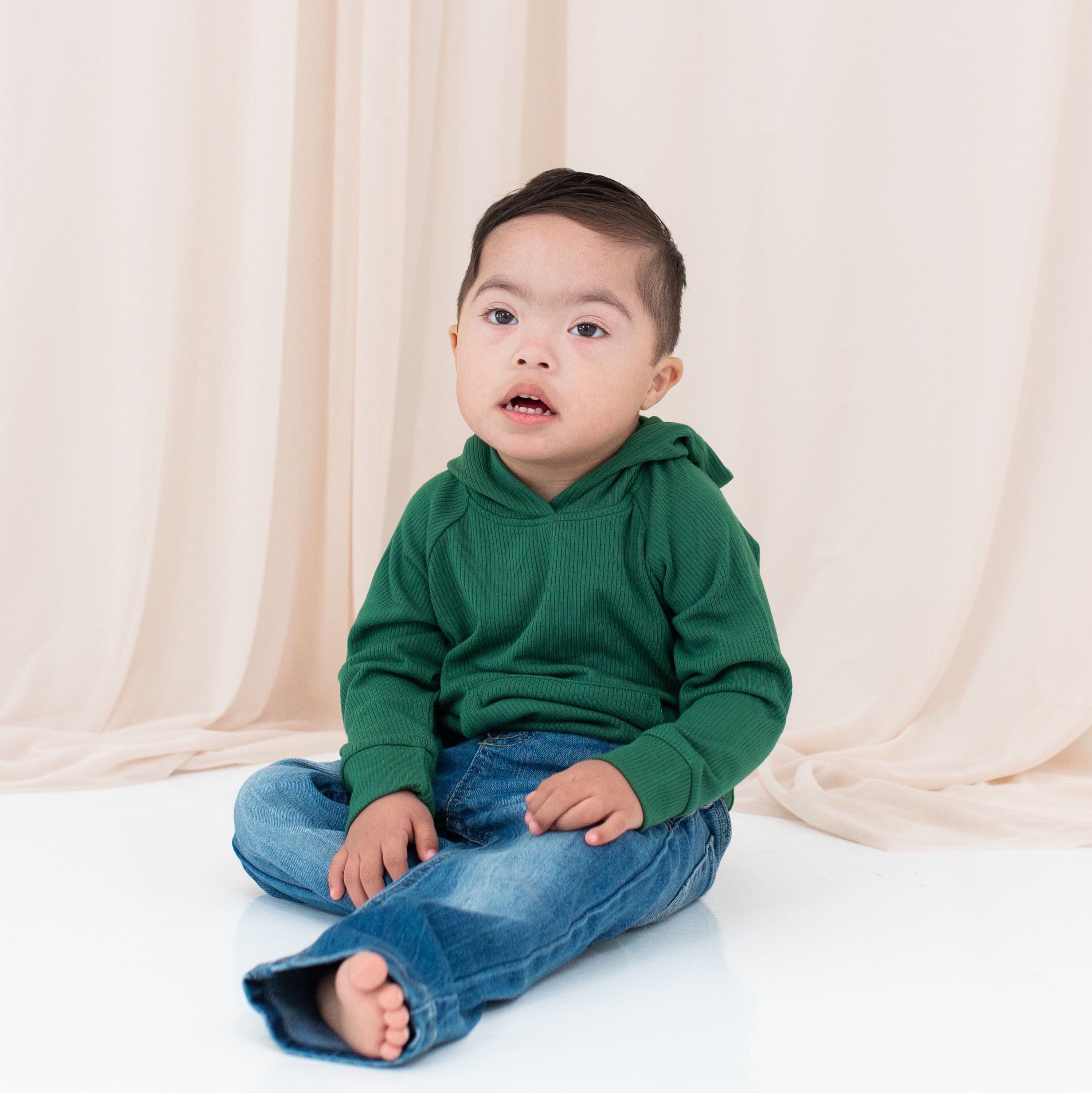 Kyte Baby Ribbed Hoodie Ribbed Hoodie in Forest