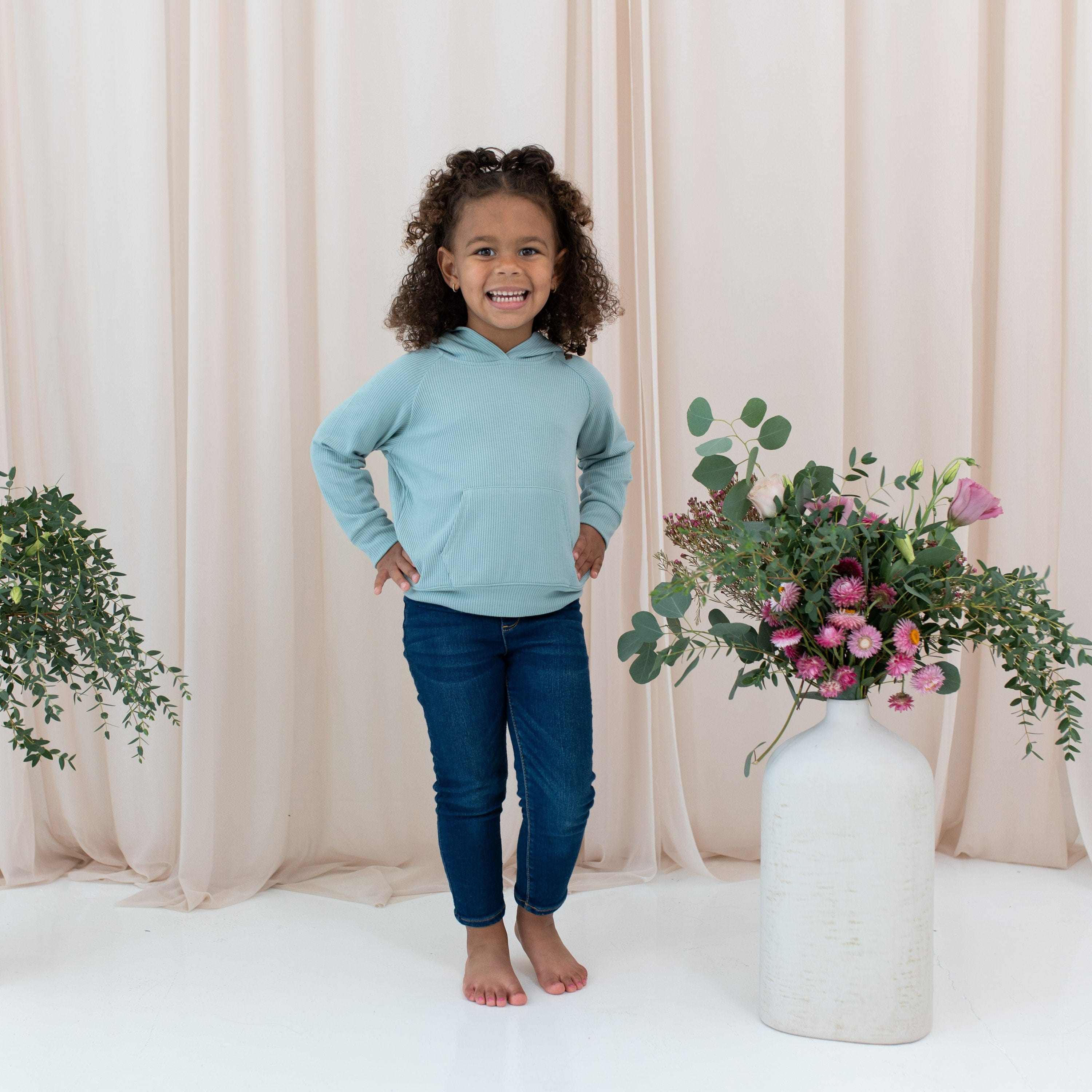 Kyte Baby Ribbed Hoodie Ribbed Hoodie in Glacier