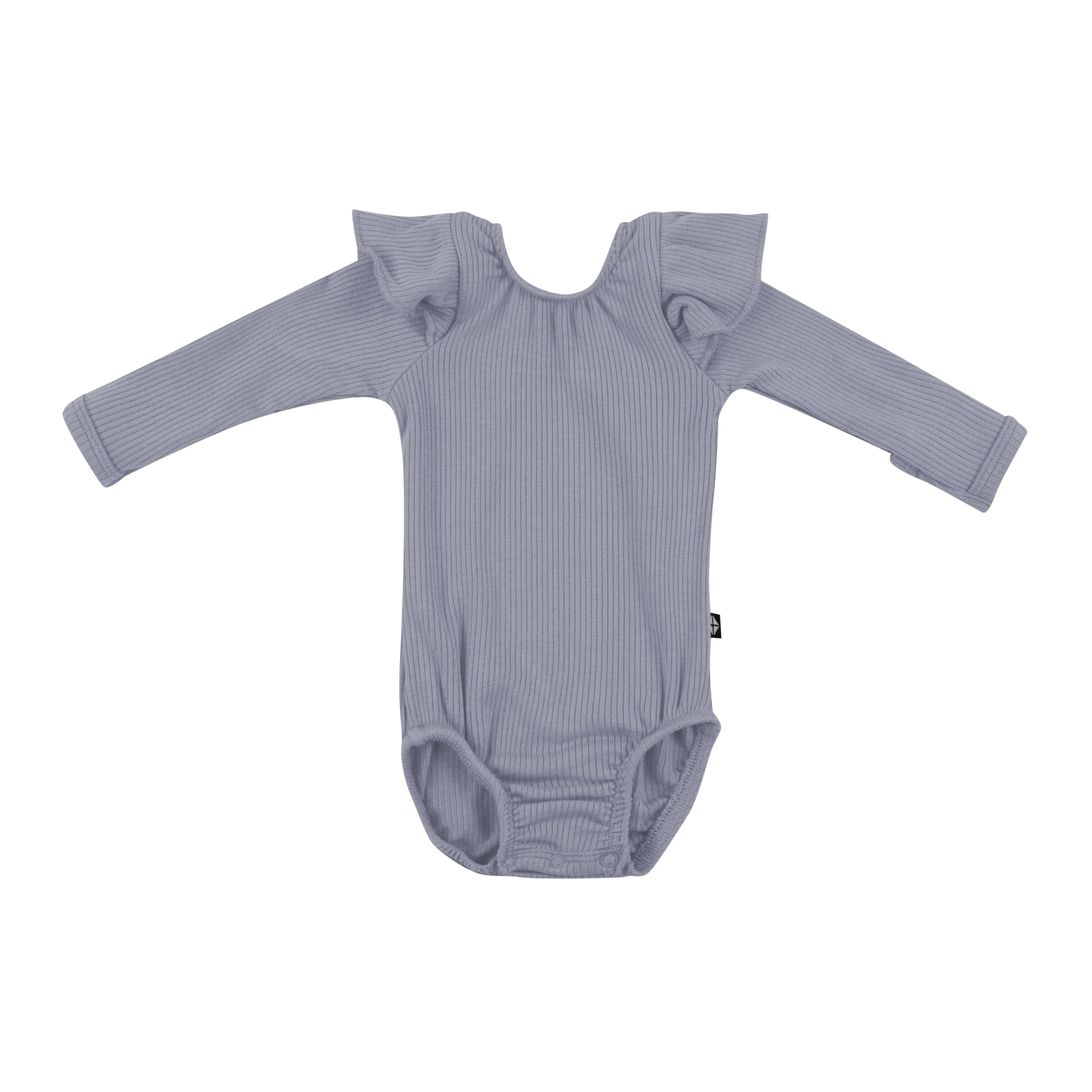 Kyte Baby Ribbed Long Sleeve Ruffle Bodysuit Ribbed Long Sleeve Ruffle Leotard in Haze