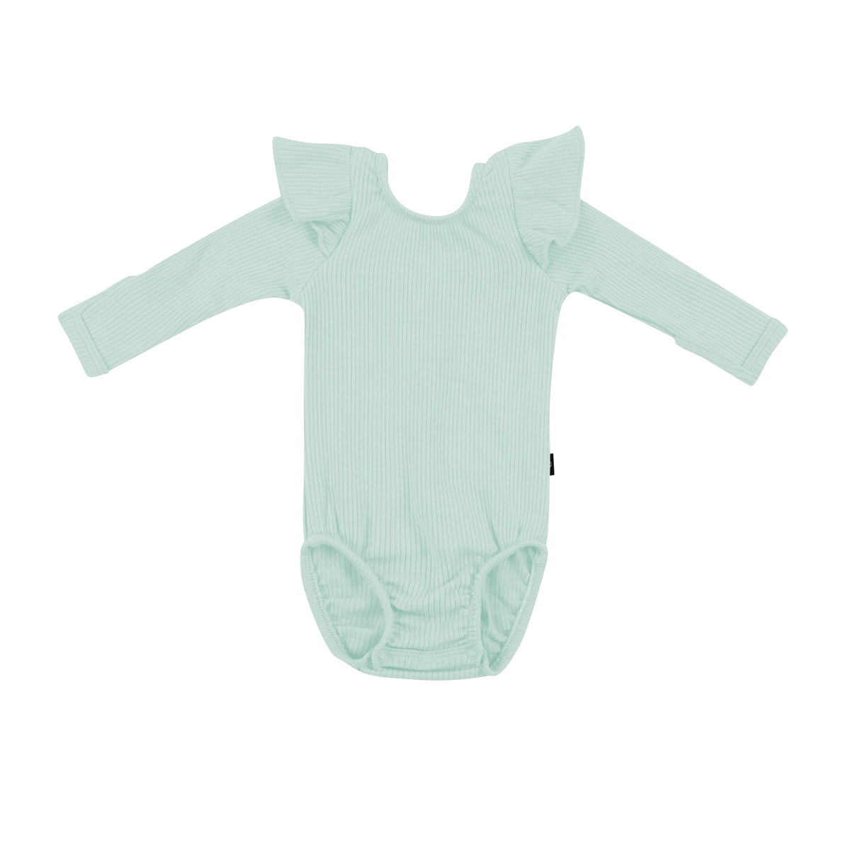 Kyte Baby Ribbed Long Sleeve Ruffle Leotard in Sage