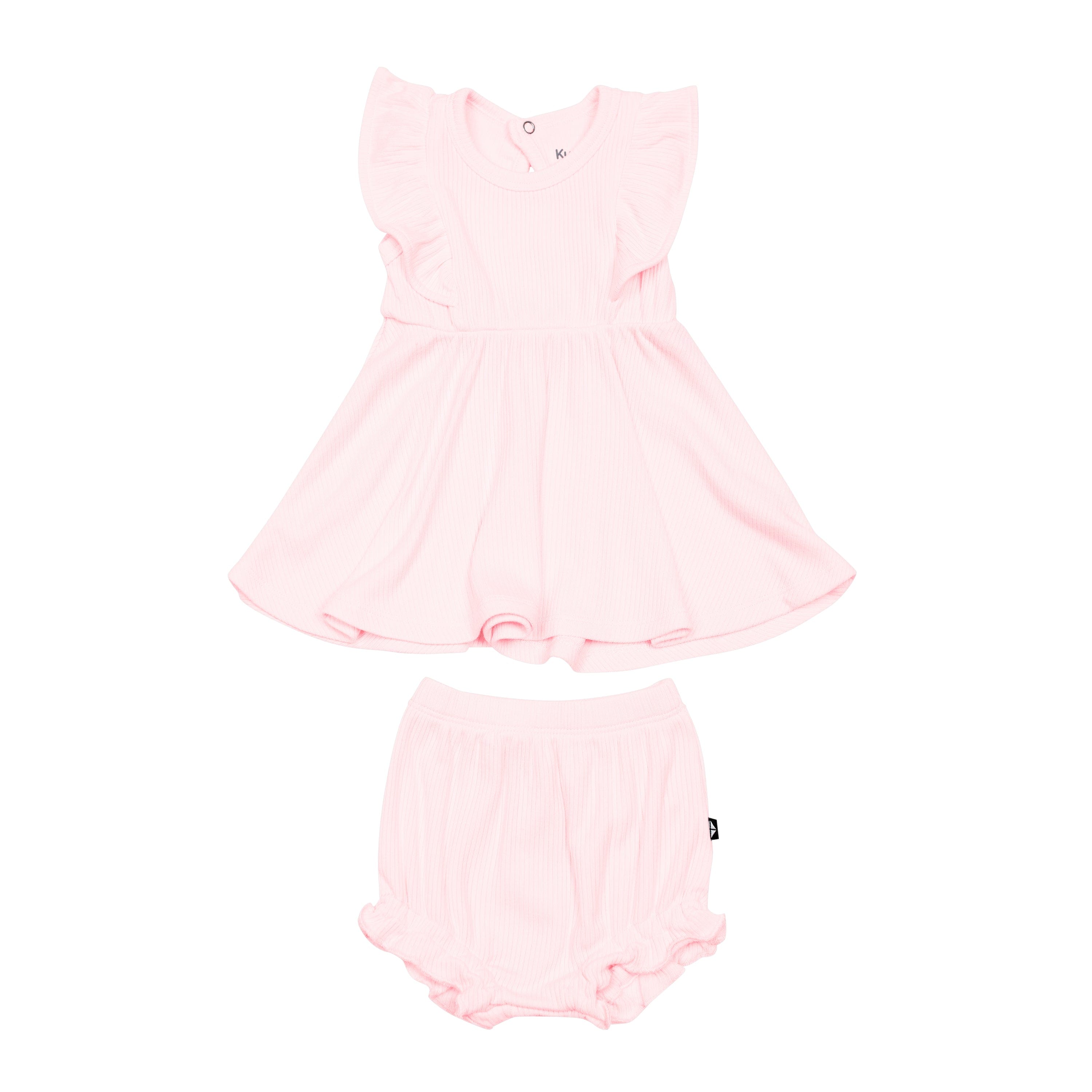 Kyte Baby Ribbed Peplum Dress Set in Sakura