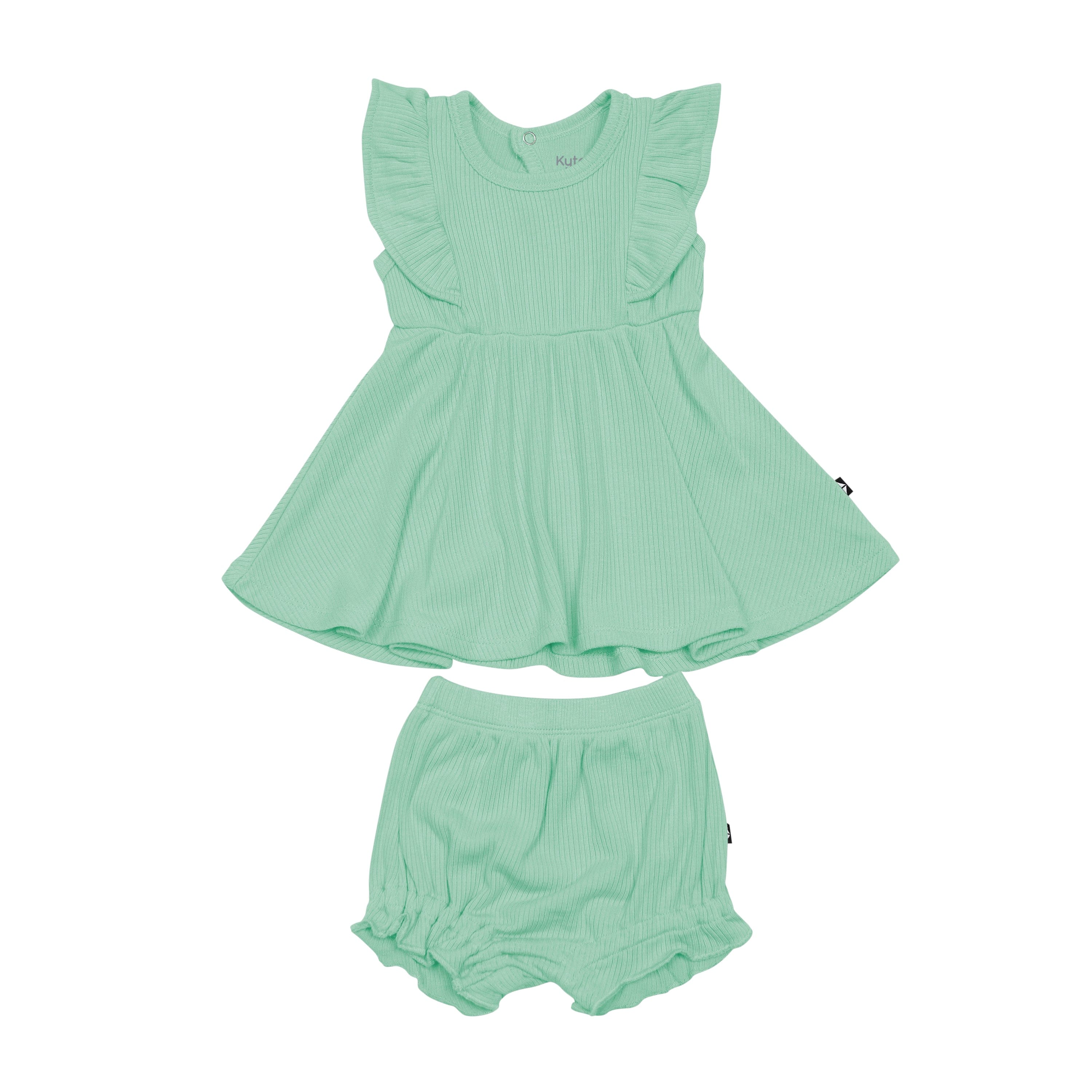 Kyte Baby Ribbed Peplum Dress Set in Wasabi