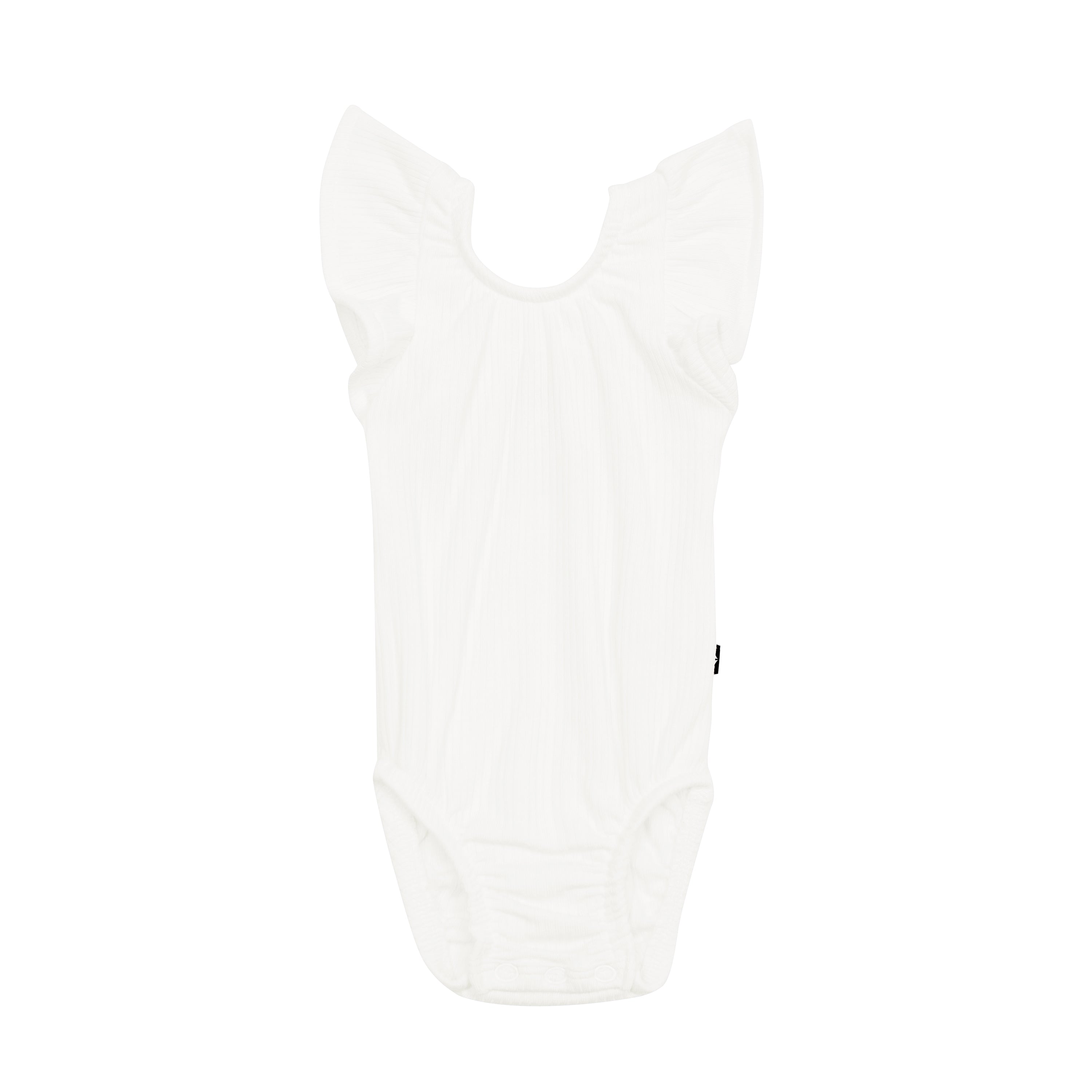 Kyte Baby Ribbed Sleeveless Ruffle Leotard in Cloud