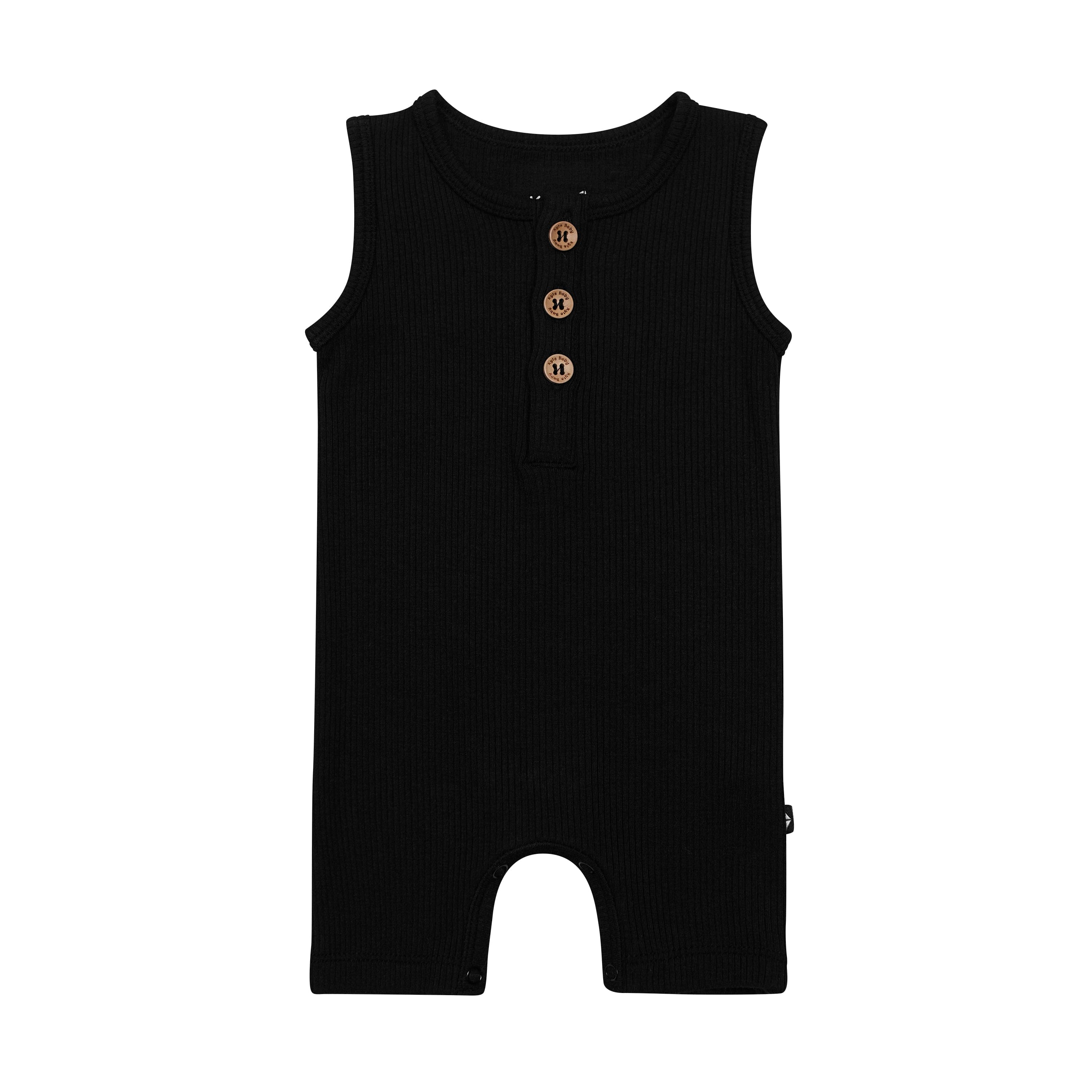 Kyte Baby Ribbed Sleeveless Shortall in Midnight