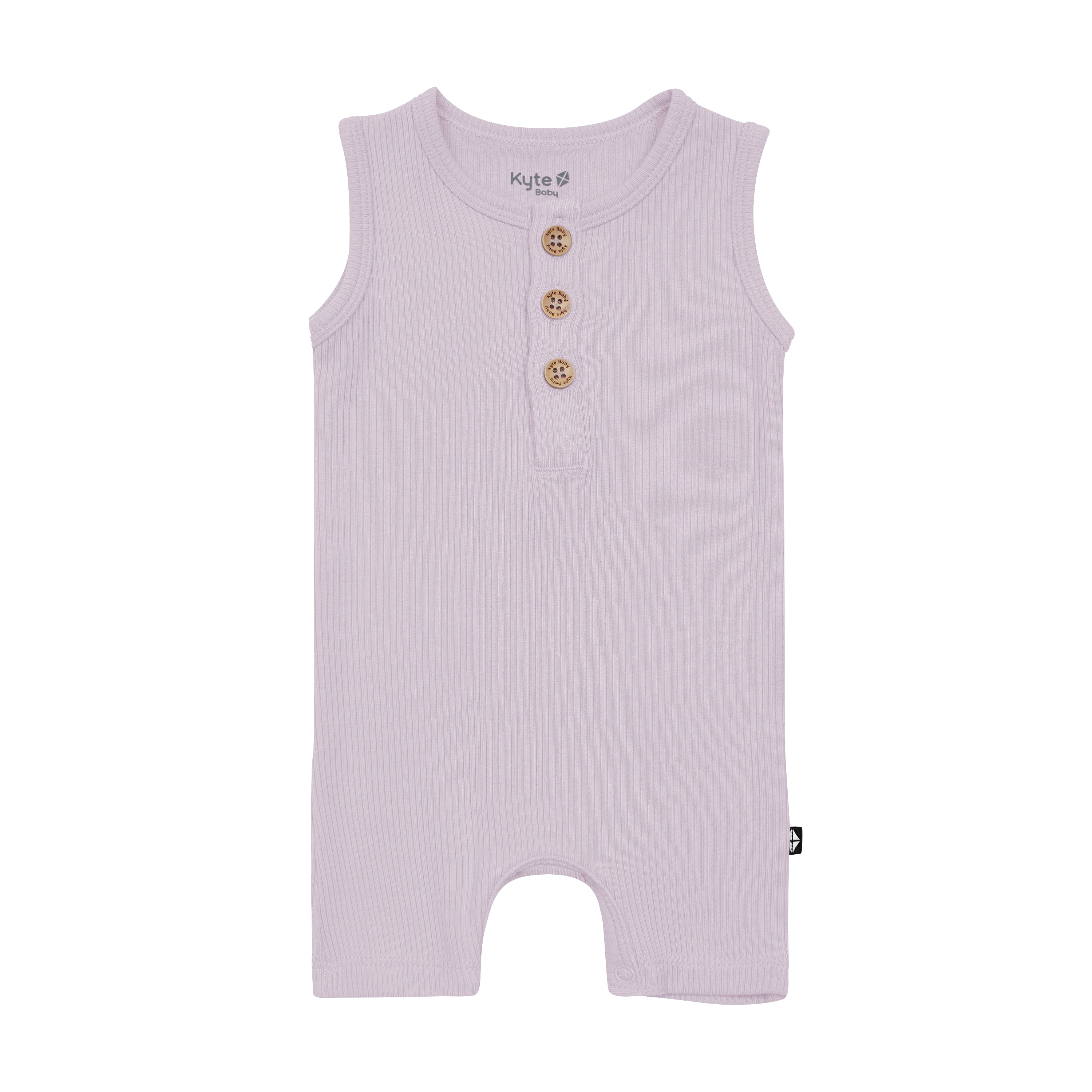 Kyte Baby Ribbed Sleeveless Shortall in Wisteria