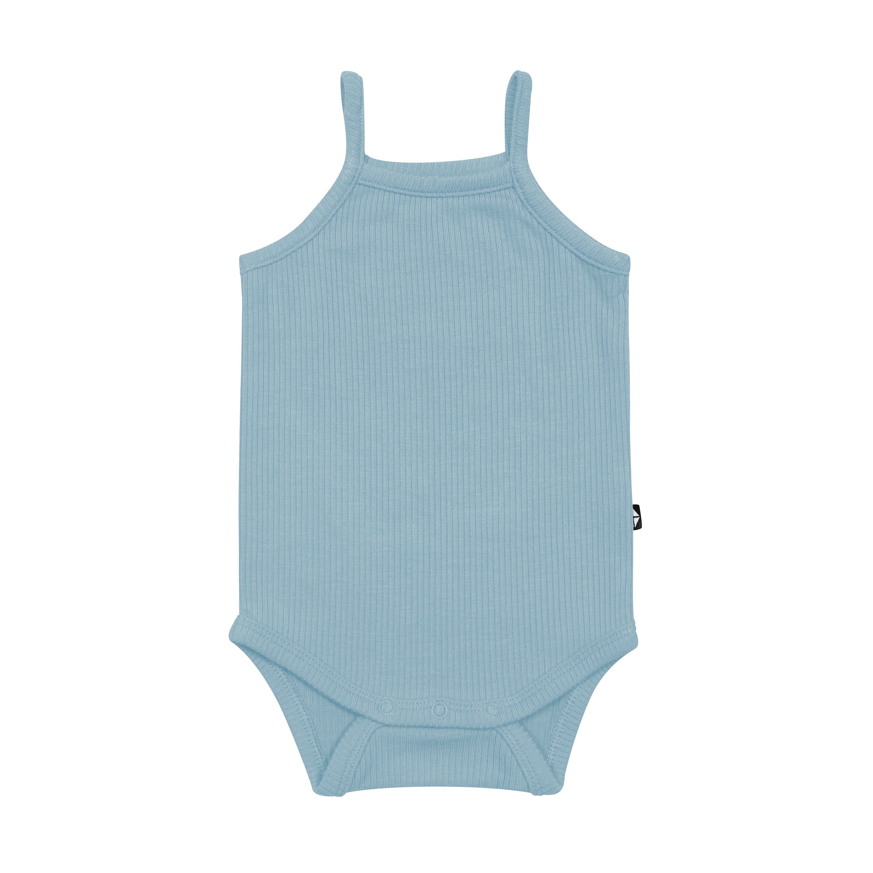 Kyte Baby Ribbed Spaghetti Strap Bodysuit inDusty Blue