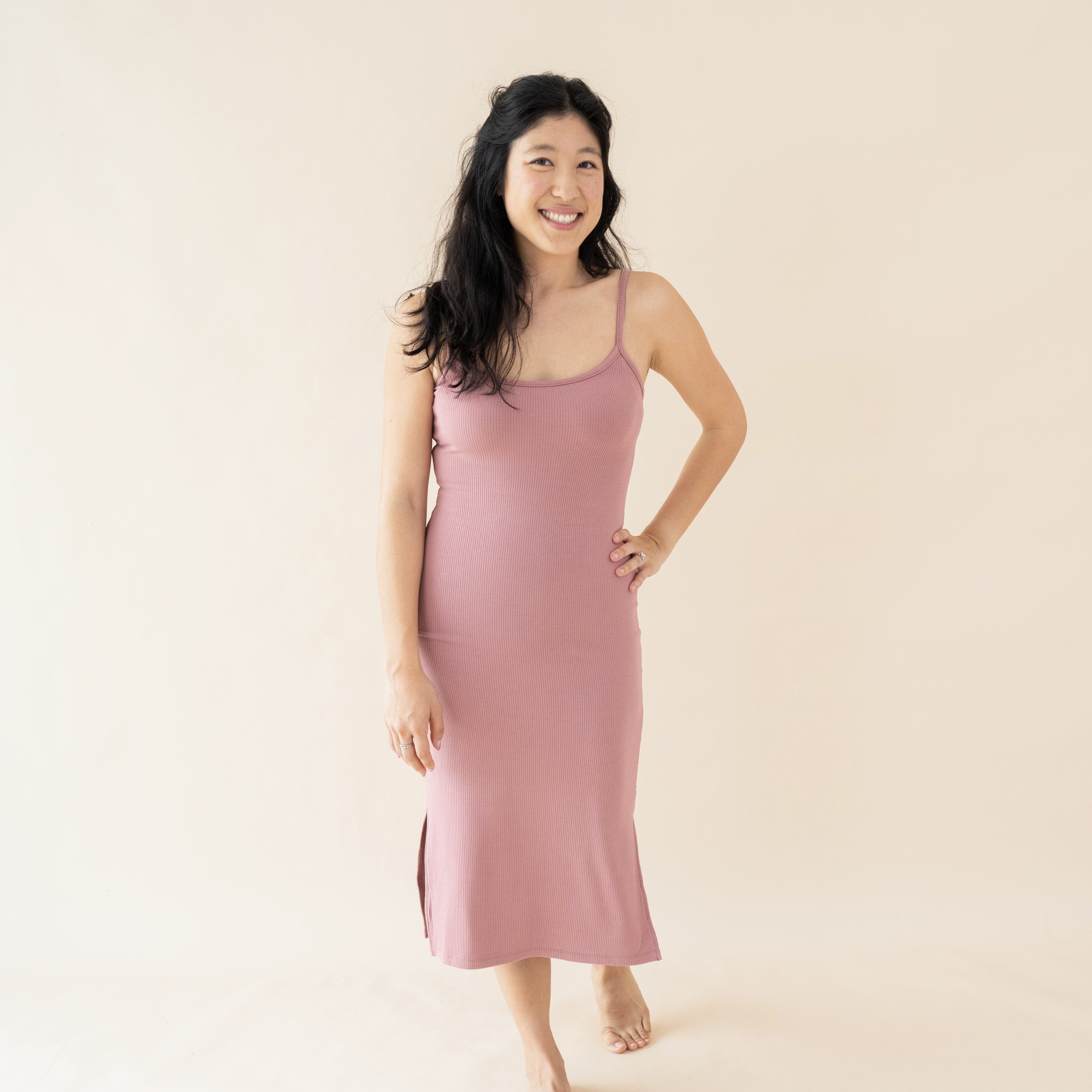 Kyte Baby Ribbed Women's Cami Dress Women's Ribbed Cami Dress in Dusty Rose
