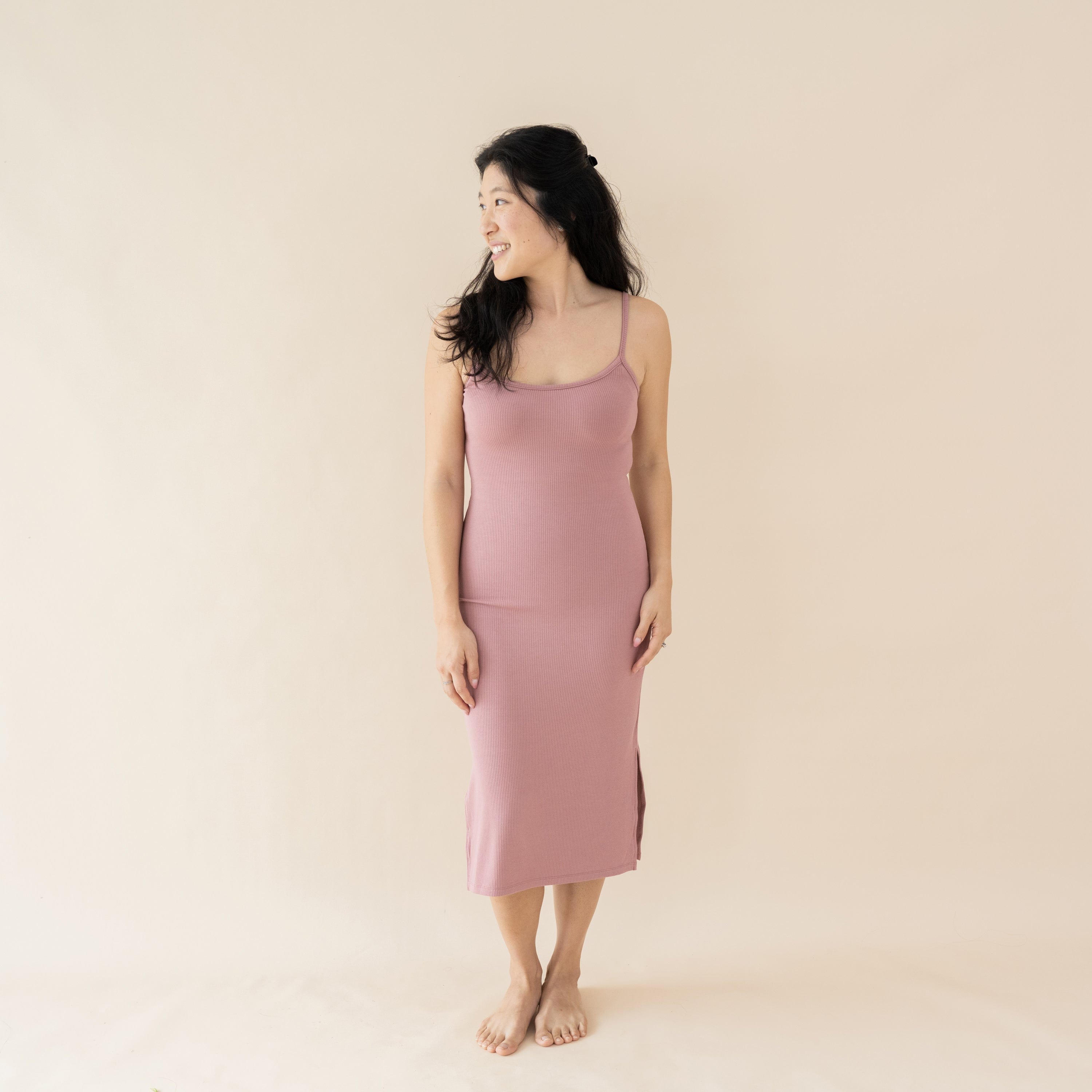 Kyte Baby Ribbed Women's Cami Dress Women's Ribbed Cami Dress in Dusty Rose