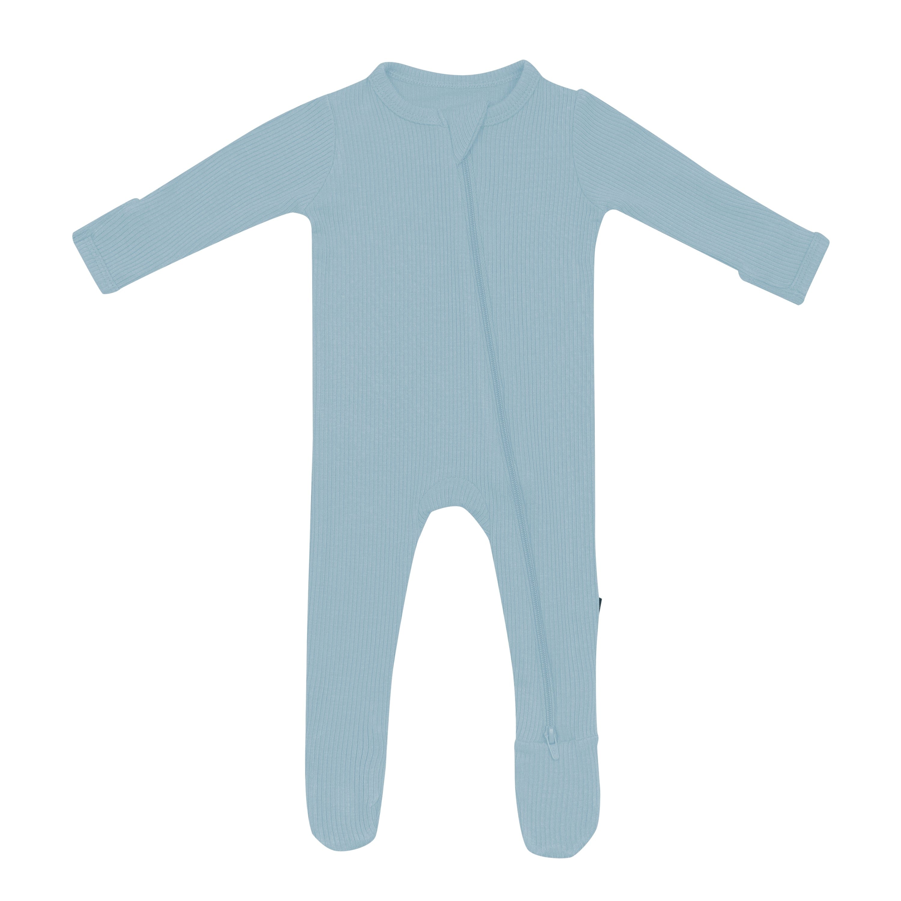 Kyte Baby Ribbed Zipper Footie in Dusty Blue