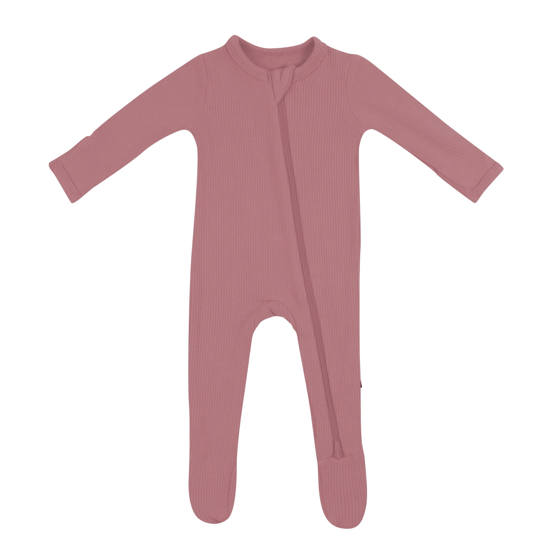 Kyte Baby Ribbed Zippered Romper in Dusty Rose