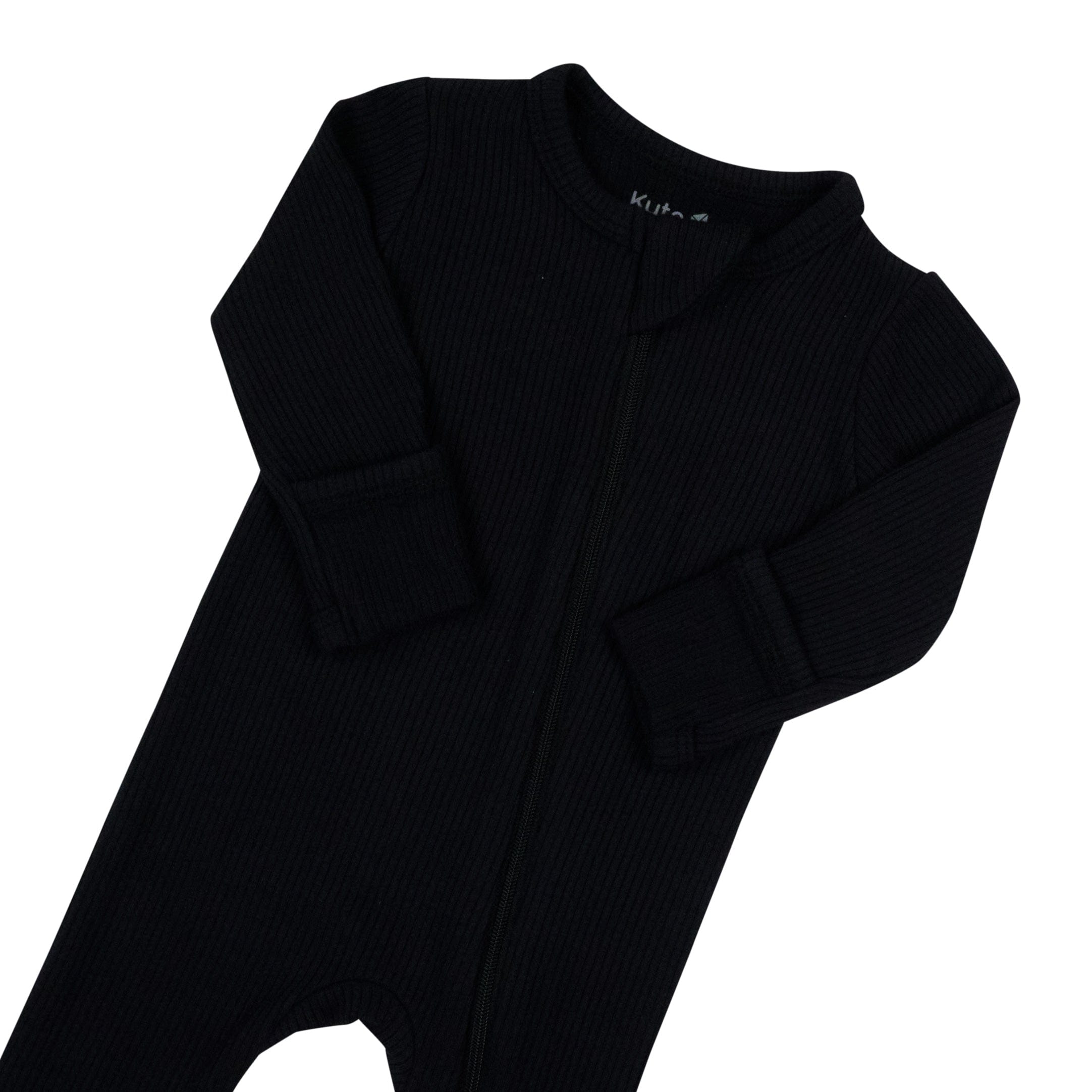 Zipper garage on Kyte Baby Ribbed Zippered Footie in Midnight