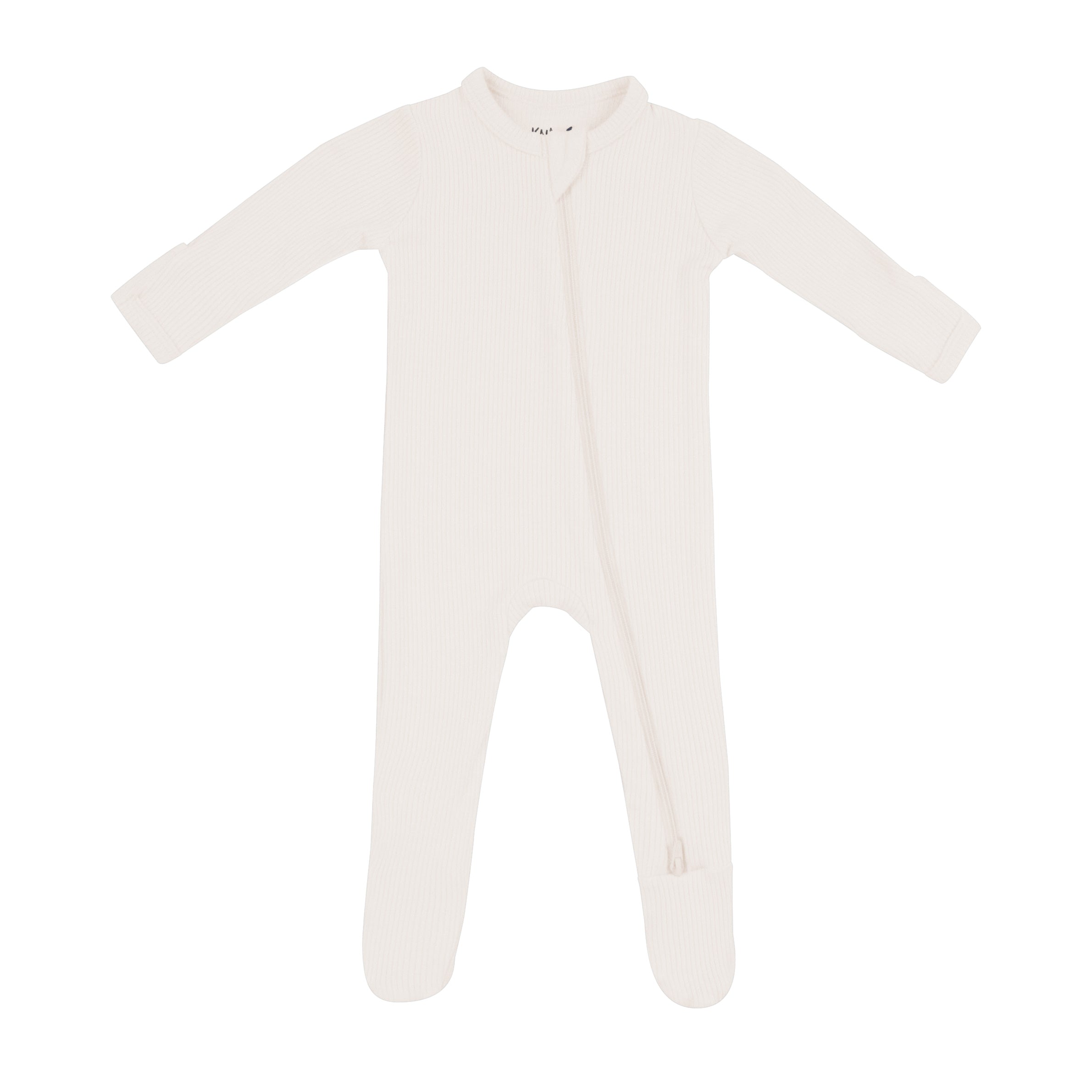 Kyte Baby Ribbed Zippered Footie in Oat