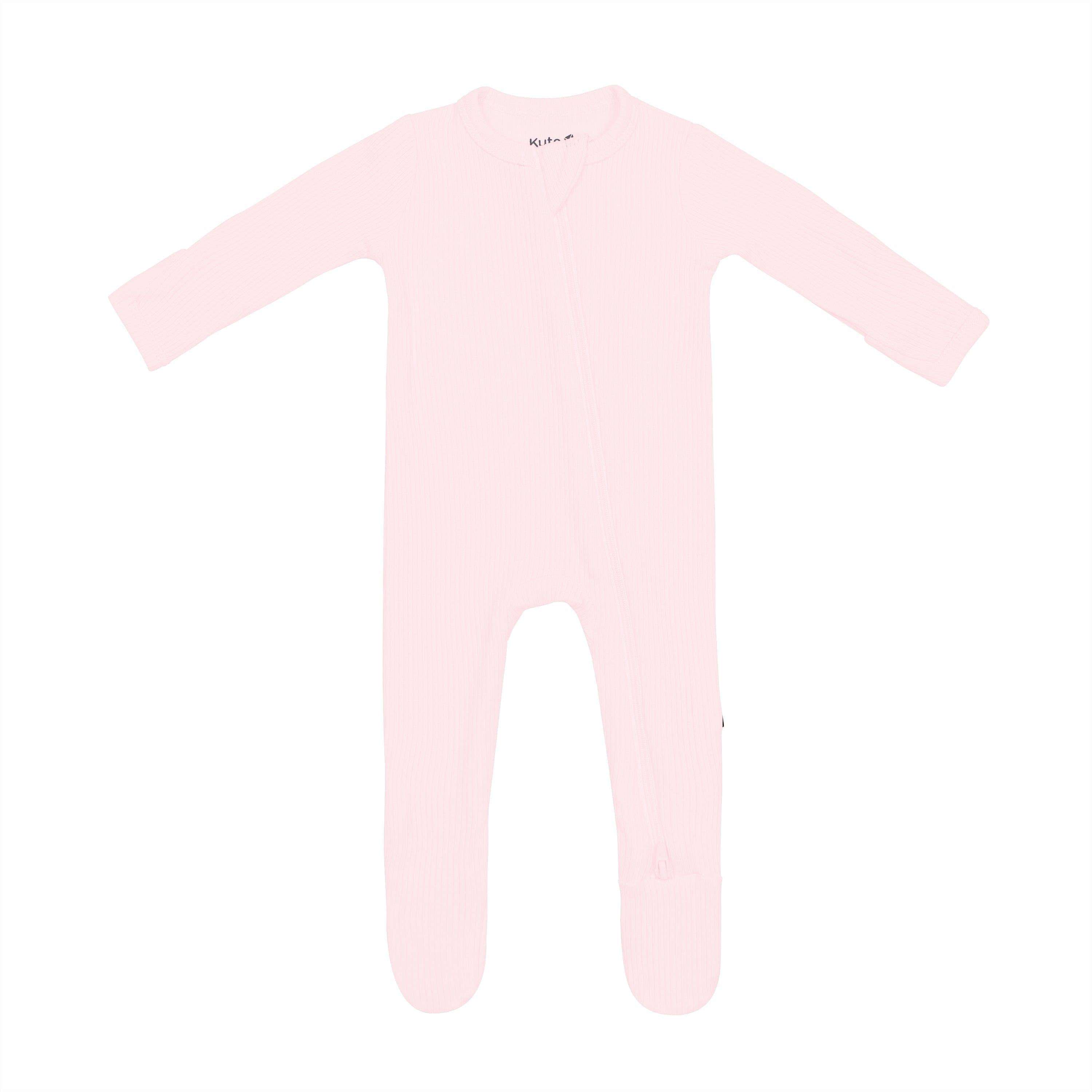 Kyte Baby Ribbed Zipper Footie in Sakura pink
