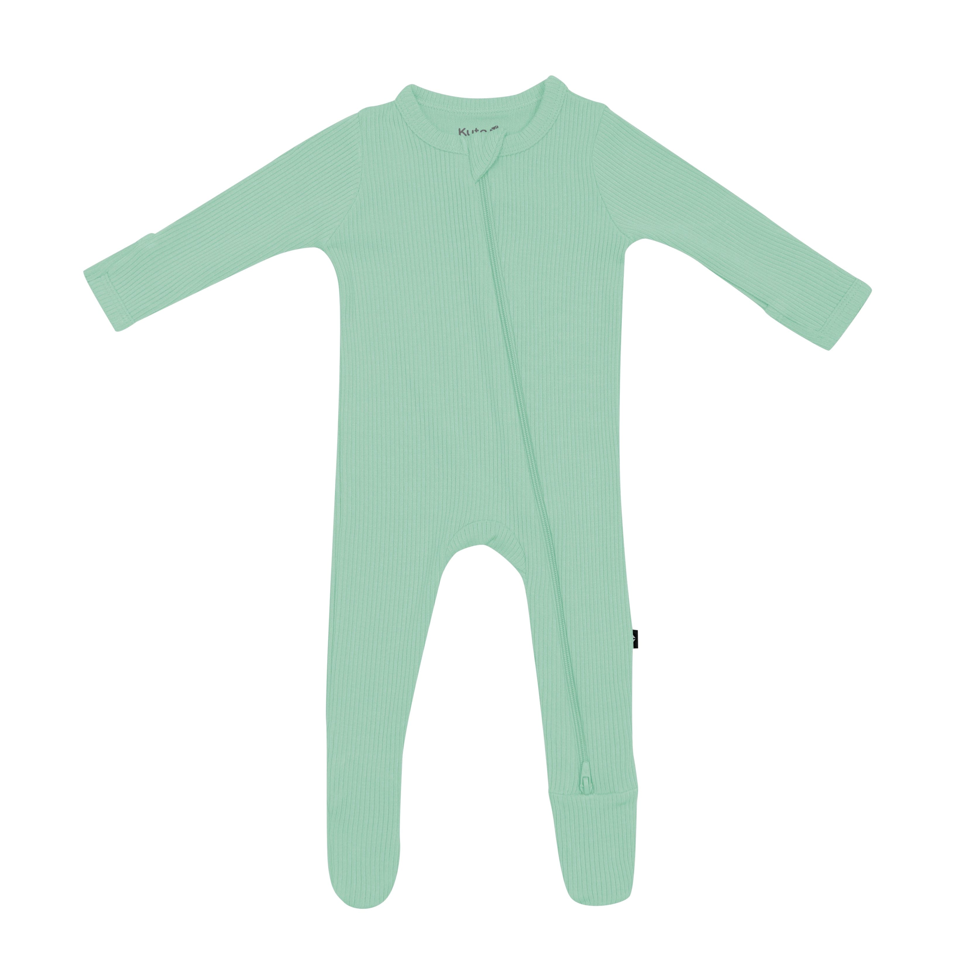 Kyte Baby Ribbed Zipper Footie in Wasabi