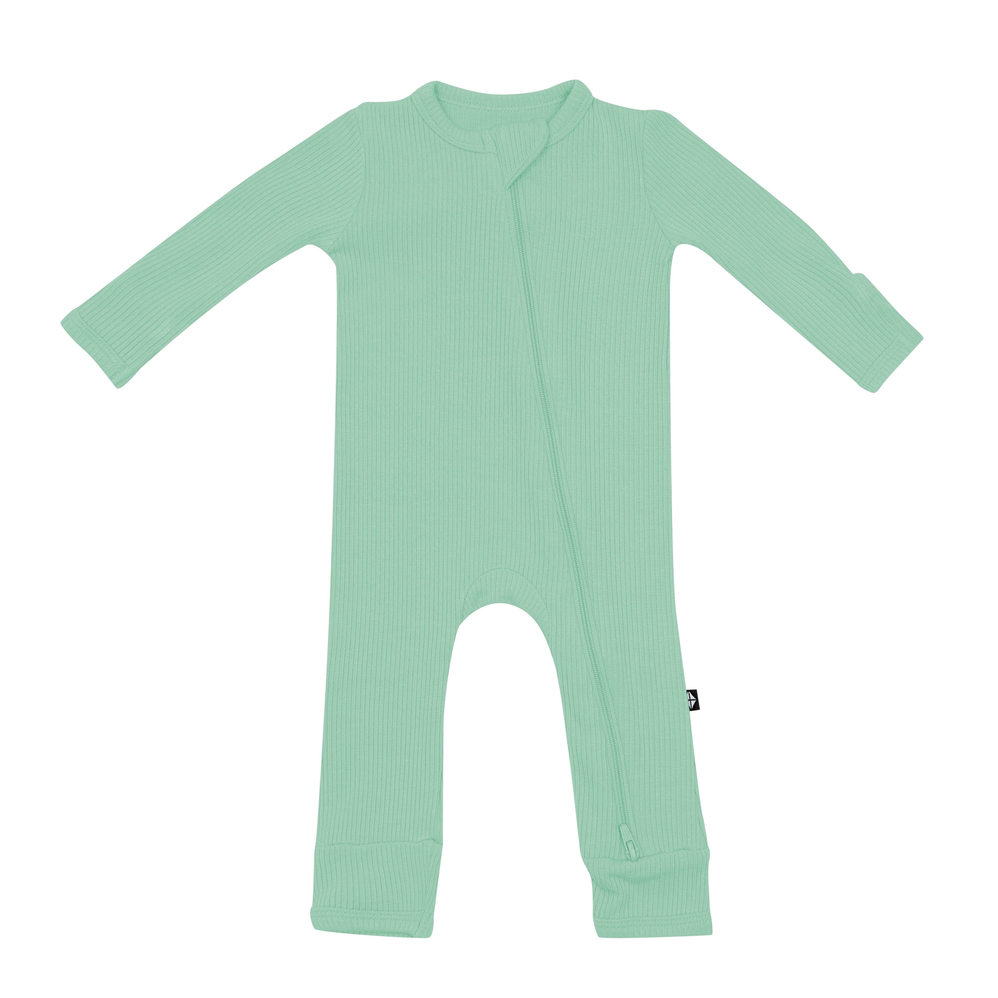 Kyte Baby Ribbed Zippered Romper in Wasabi green