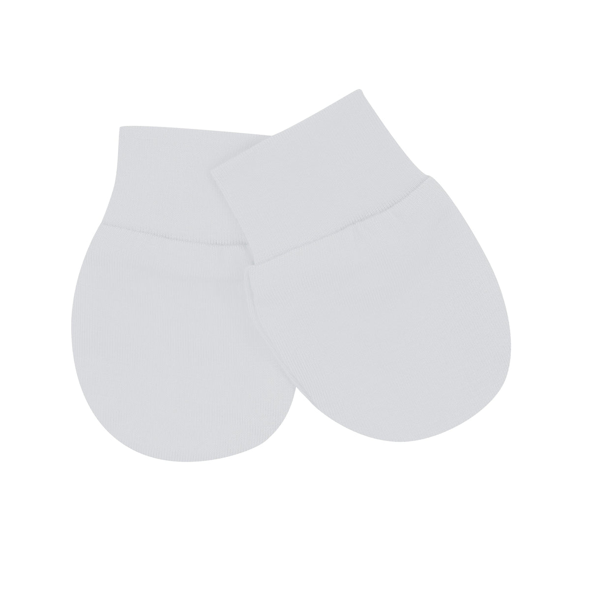 Flat lay of Kyte Baby newborn Scratch Mittens in Storm