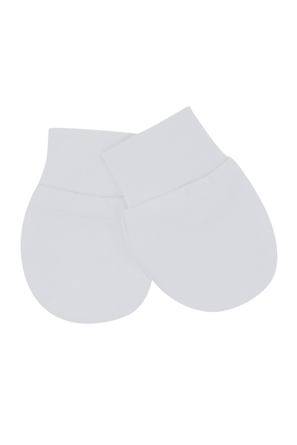 Flat lay of Kyte Baby newborn Scratch Mittens in Storm