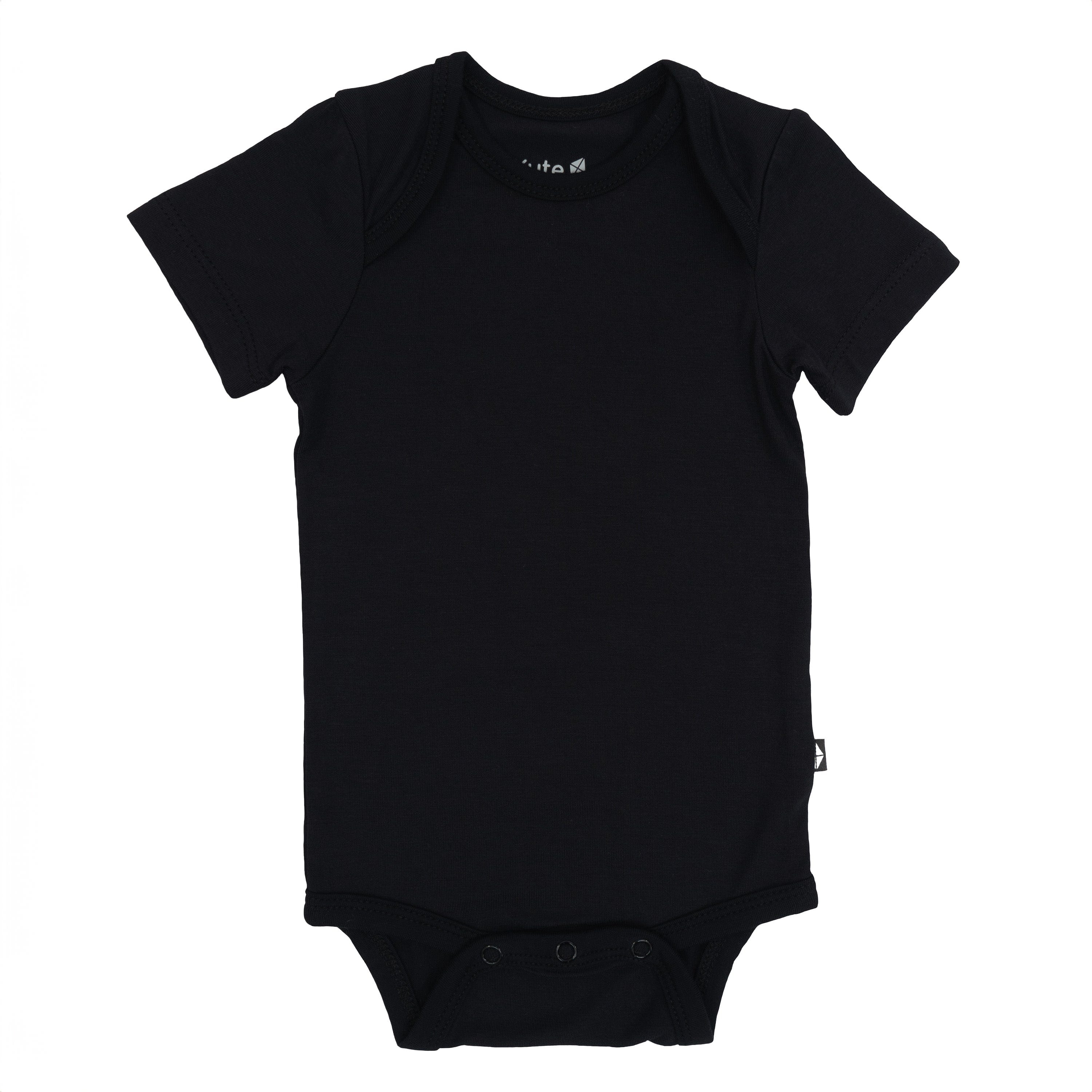Flat lay of Kyte Baby Short Sleeve Bodysuit in Midnight