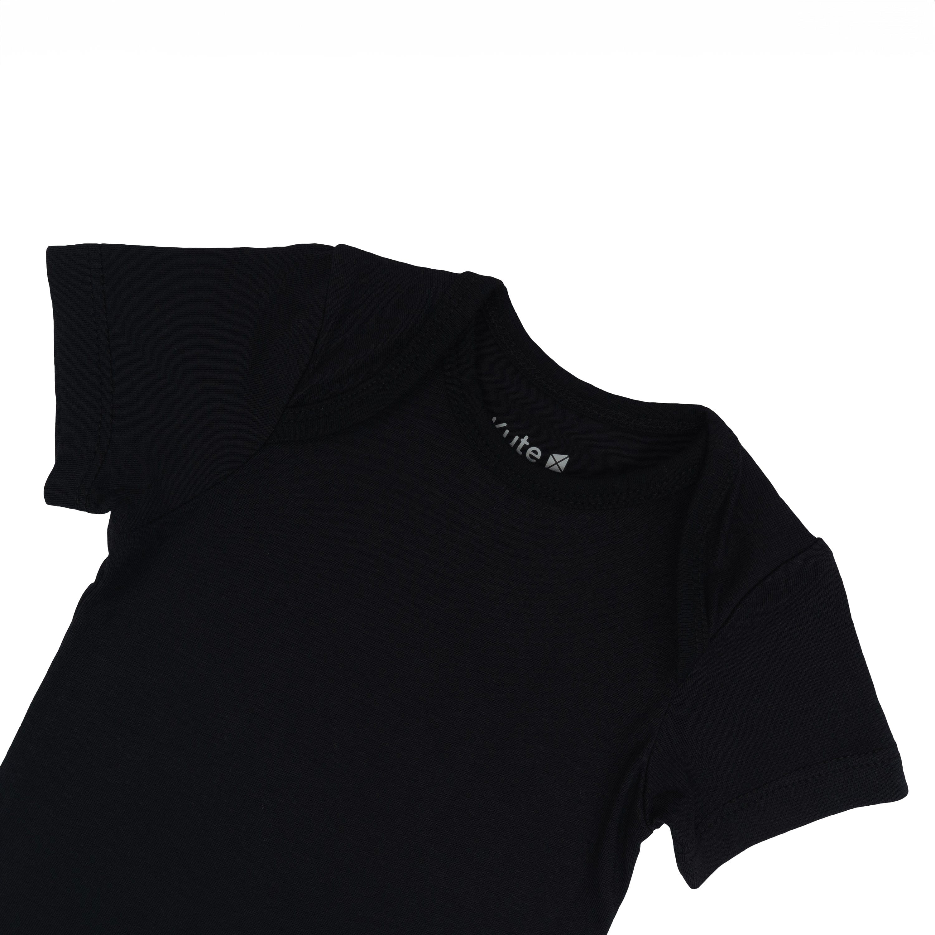 Close up of Kyte Baby Short Sleeve Bodysuit in Midnight