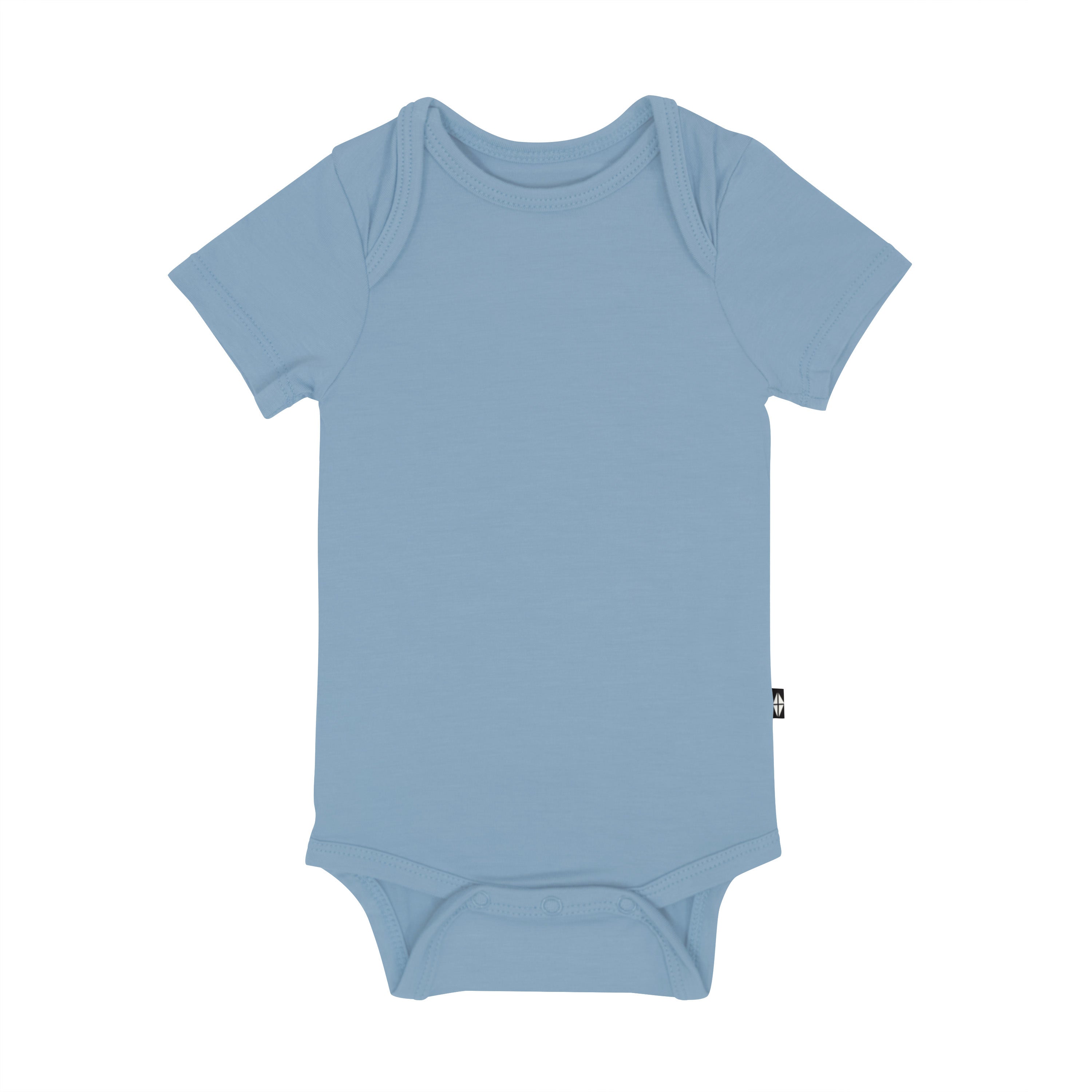 Flat lay of Kyte Baby Short Sleeve Bodysuit in Slate