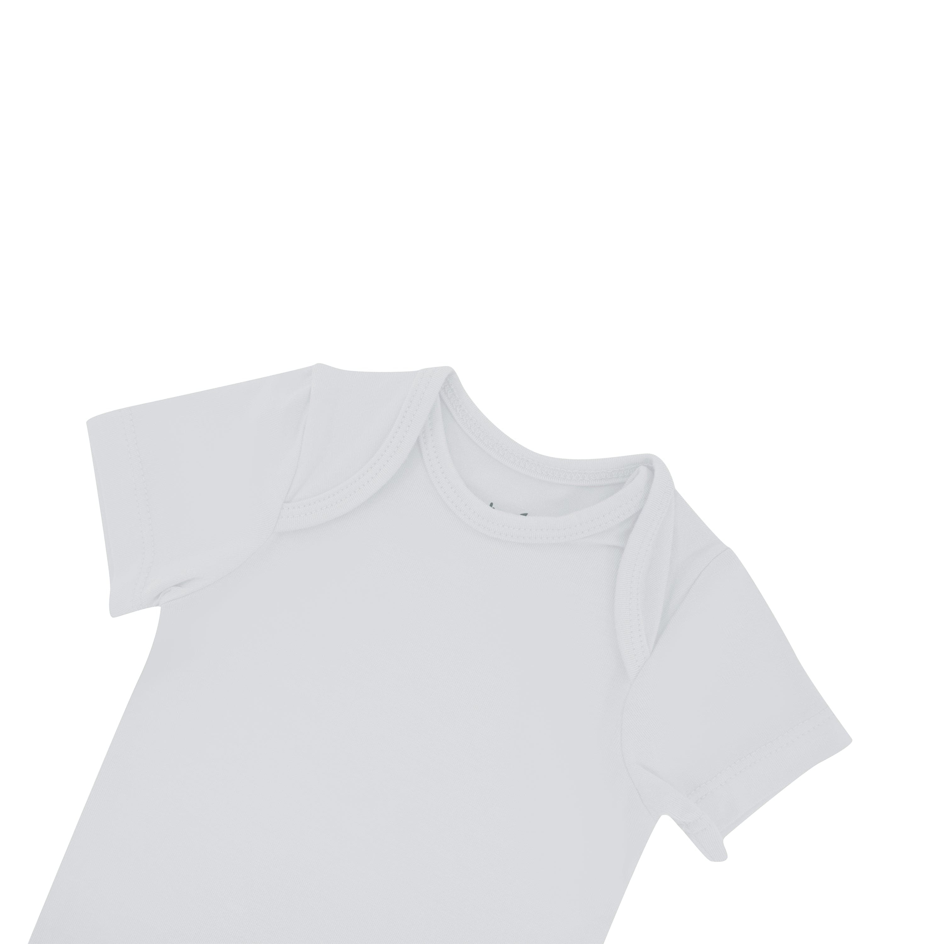 Close up of upper portion Kyte Baby Bodysuit in Storm