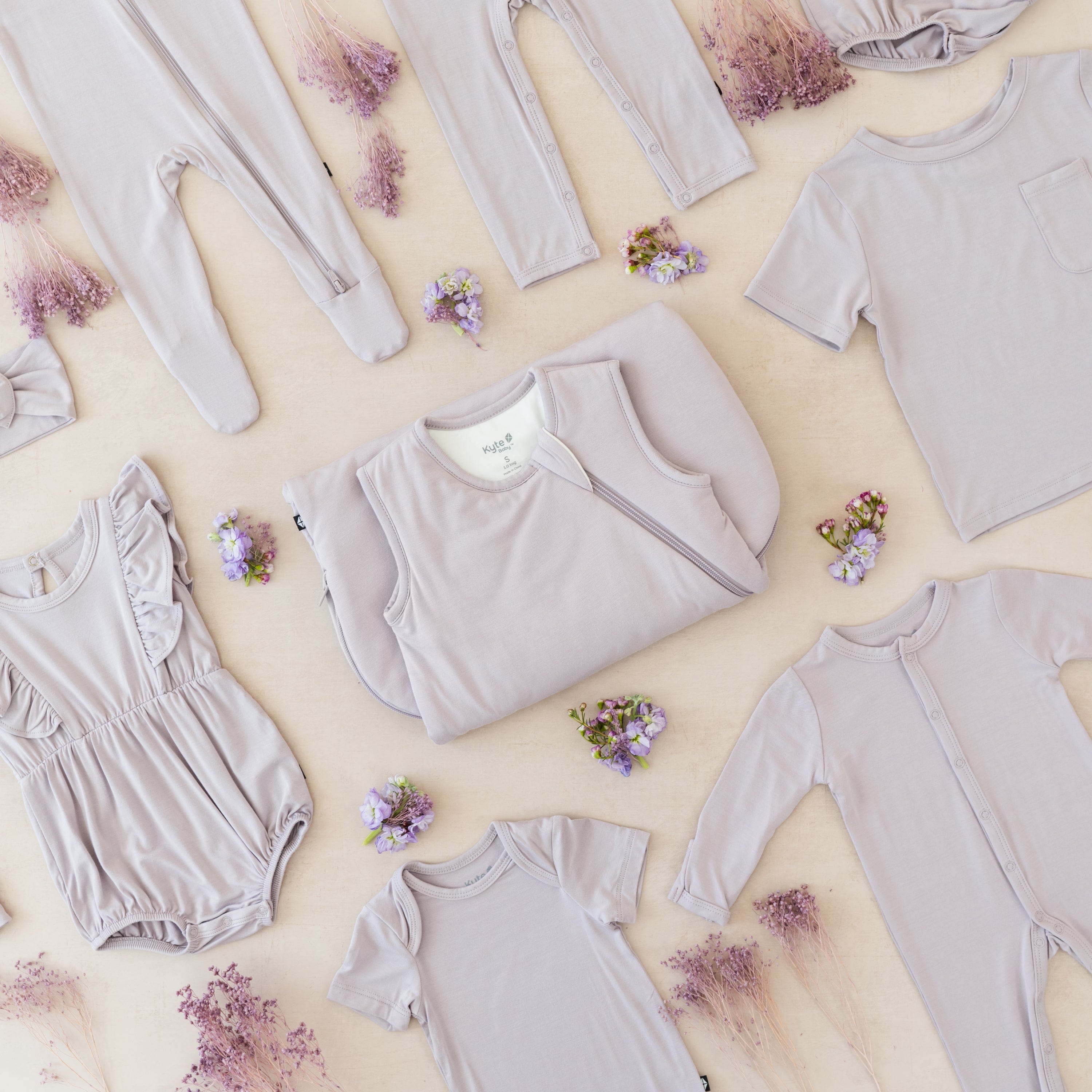 Kyte Baby bamboo clothing and sleepwear in Wisteria