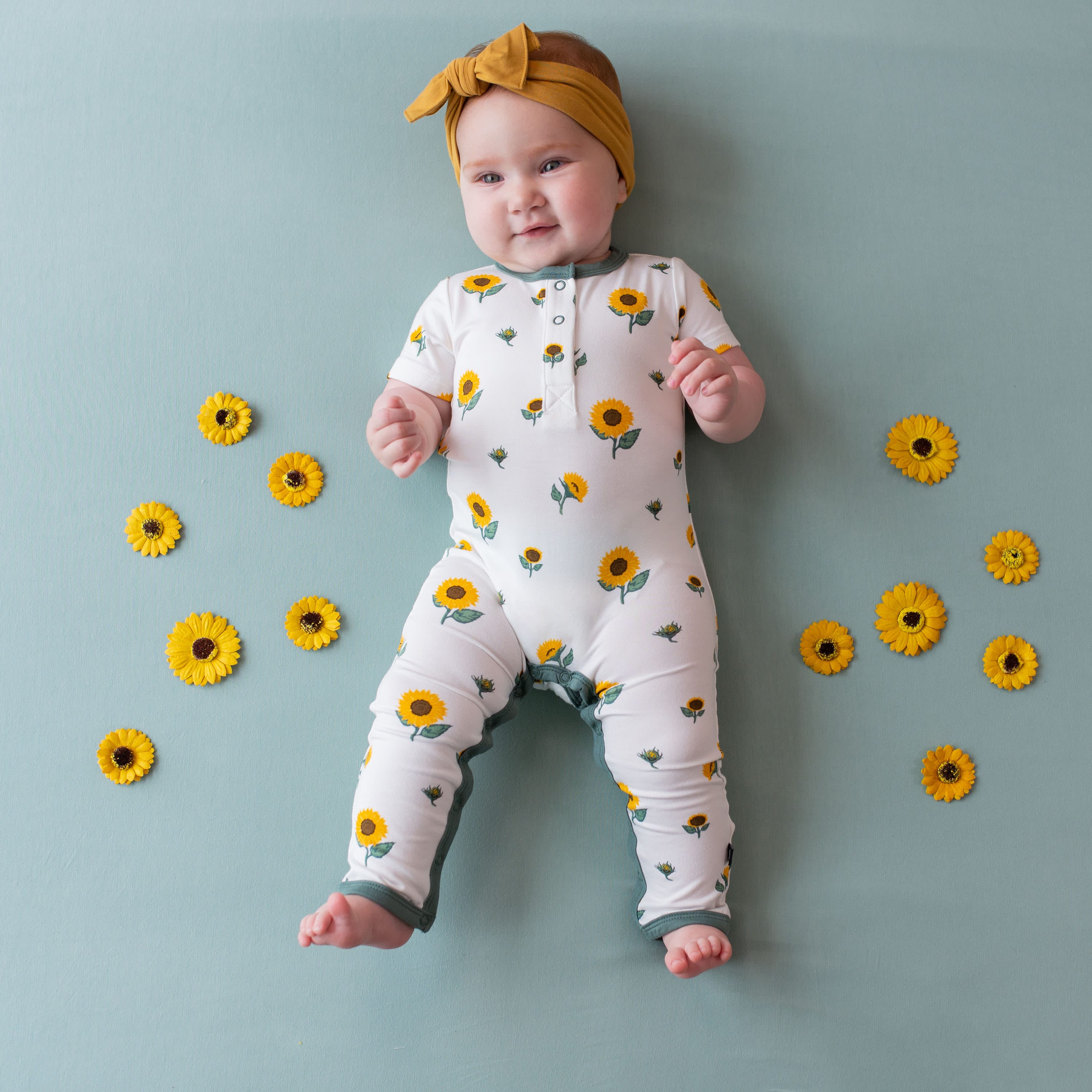 Kyte Baby Short Sleeve Rompers Short Sleeve Romper in Sunflower